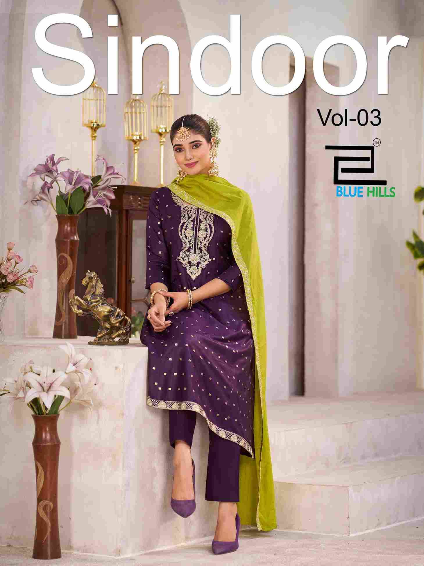 Sindoor Vol-3 By Blue Hills 3001 To 3004 Series Beautiful Stylish Festive Suits Fancy Colorful Casual Wear & Ethnic Wear & Ready To Wear Chanderi Dresses At Wholesale Price