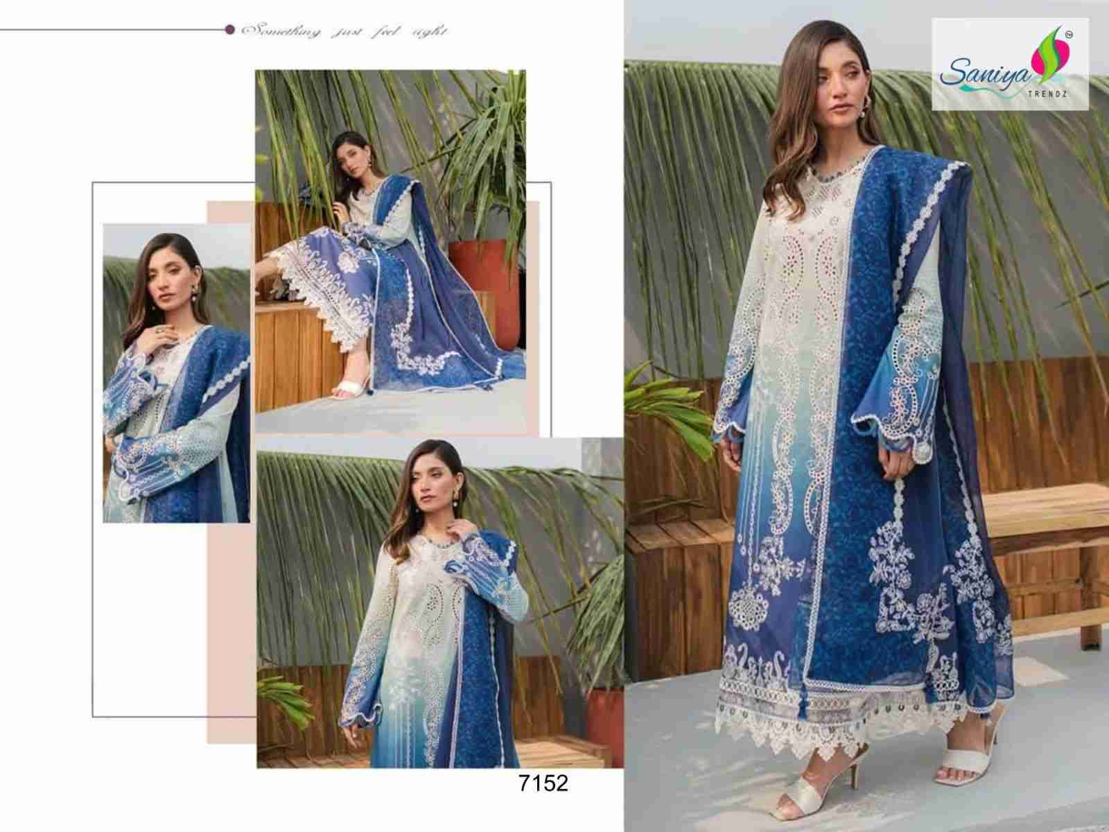 Saniya Trendz Hit Design 7152 By Saniya Trendz Beautiful Pakistani Suits Colorful Stylish Fancy Casual Wear & Ethnic Wear Pure Cotton Embroidered Dresses At Wholesale Price
