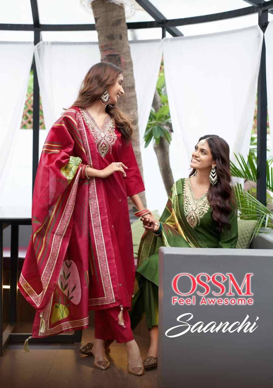 Saanchi By Ossm 1001 To 1006 Series Designer Festive Suits Beautiful Fancy Stylish Colorful Party Wear & Occasional Wear Viscose Silk Embroidered Dresses At Wholesale Price