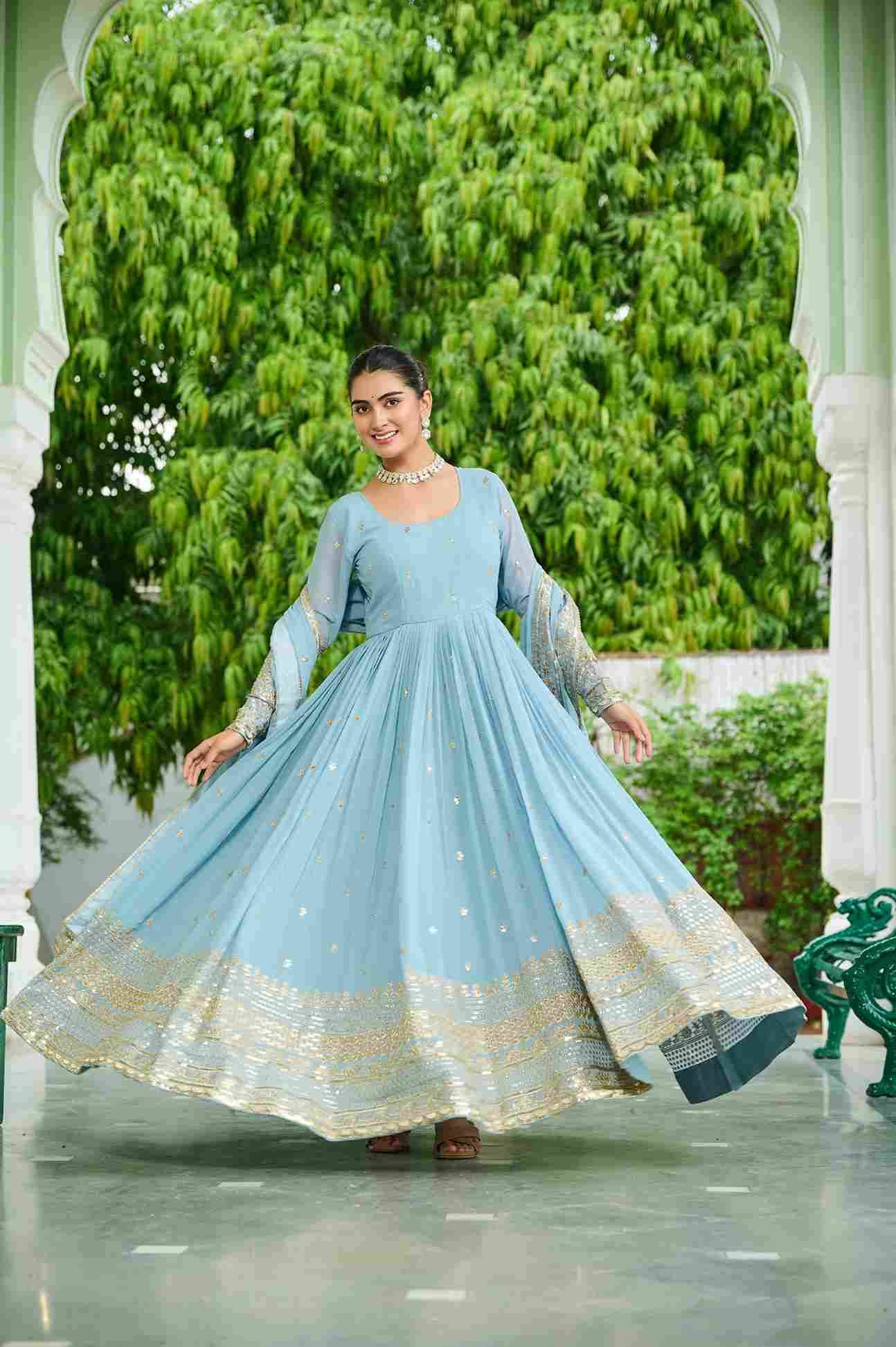 Sf-1055 By Fashid Wholesale 01 To 02 Series Designer Beautiful Collection Occasional Wear & Party Wear Faux Georgette Gowns At Wholesale Price