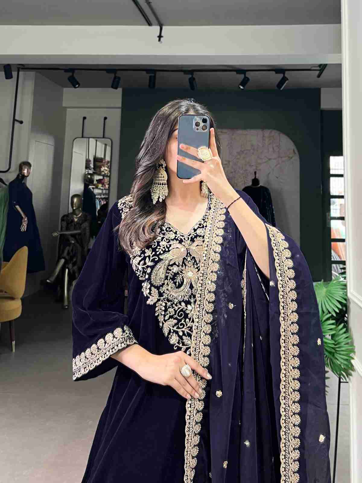 Sf-1066 By Fashid Wholesale Beautiful Stylish Fancy Colorful Casual Wear & Ethnic Wear Velvet Dresses At Wholesale Price