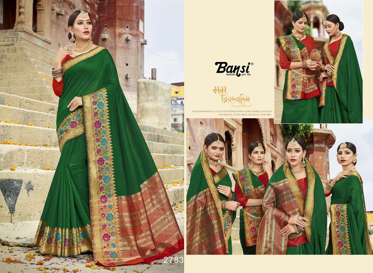 KANJIVARAM SILK BY BNASI FASHION 2781 TO 2792 SERIES INDIAN TRADITIONAL WEAR COLLECTION BEAUTIFUL STYLISH FANCY COLORFUL PARTY WEAR & OCCASIONAL WEAR PURE SILK SAREES AT WHOLESALE PRICE