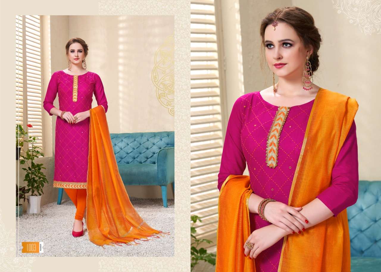 PALAK BY UTSAV SUITS 1001 TO 1006 SERIES BEAUTIFUL STYLISH FANCY COLORFUL CASUAL & PARTY WEAR & ETHNIC WEAR COTTON FLEX EMBROIDERY DRESSES AT WHOLESALE PRICE