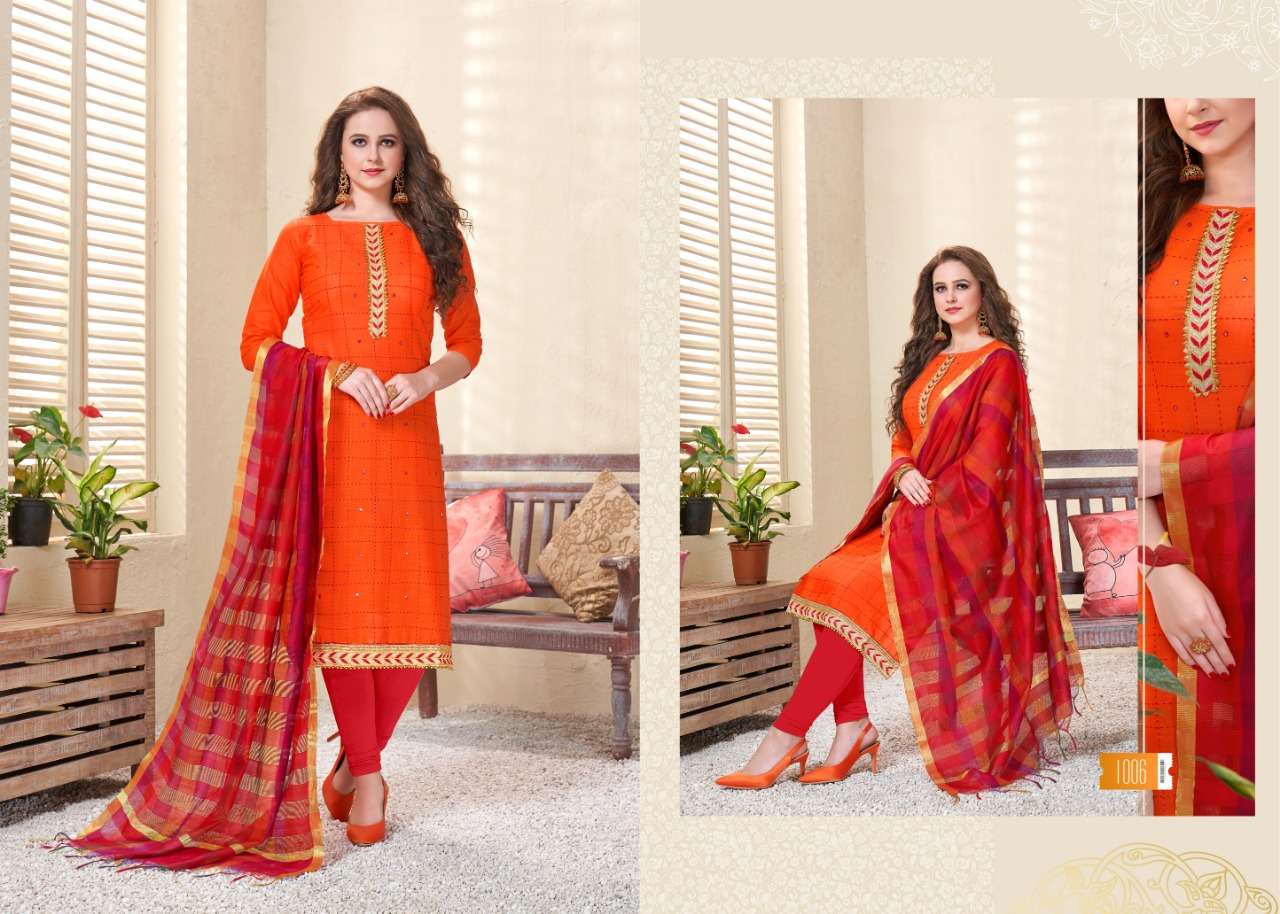 PALAK BY UTSAV SUITS 1001 TO 1006 SERIES BEAUTIFUL STYLISH FANCY COLORFUL CASUAL & PARTY WEAR & ETHNIC WEAR COTTON FLEX EMBROIDERY DRESSES AT WHOLESALE PRICE