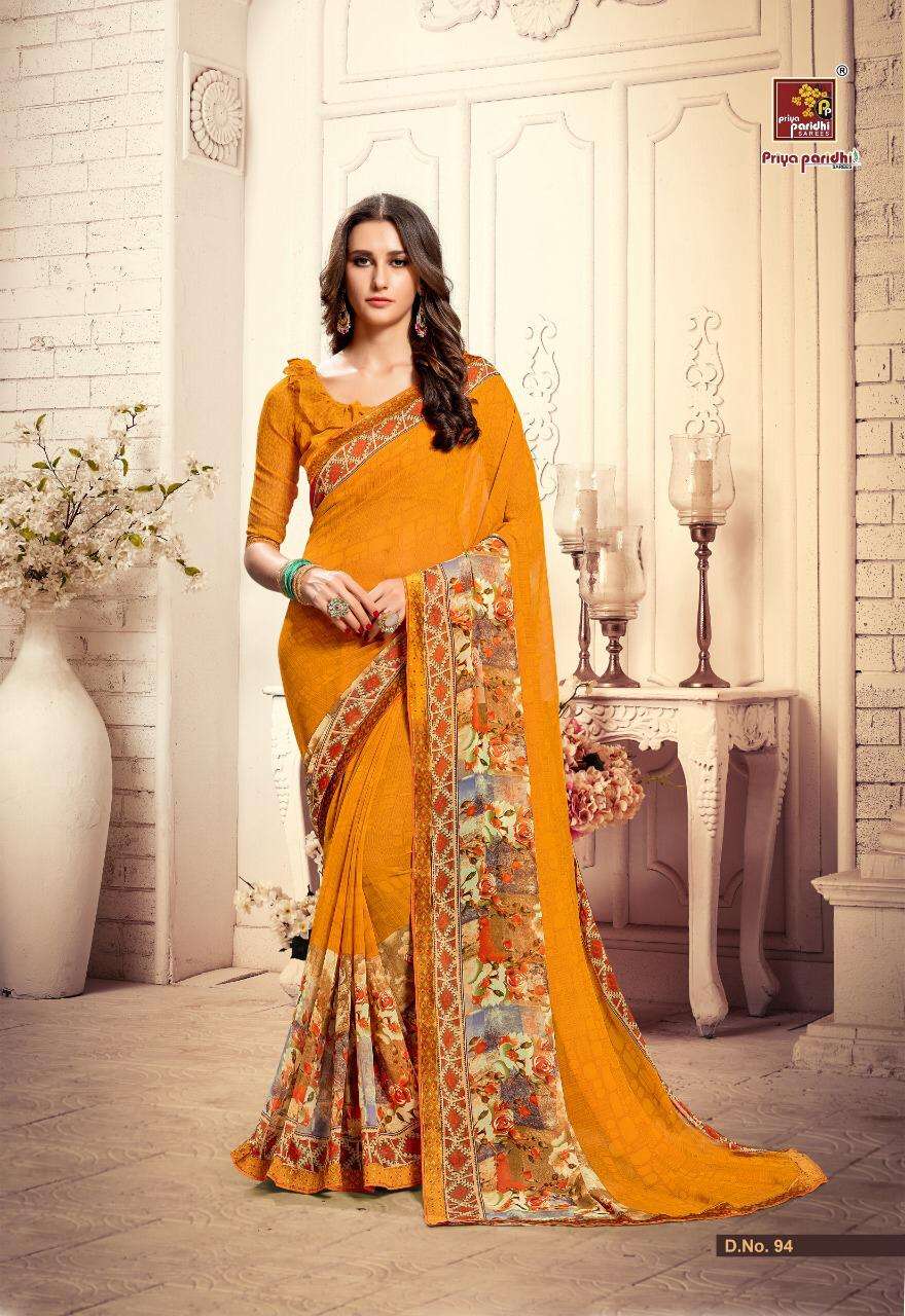 SUHANA VOL-2 BY PRIYA PARIDHI 93 TO 102 SERIES INDIAN TRADITIONAL WEAR COLLECTION BEAUTIFUL STYLISH FANCY COLORFUL PARTY WEAR & OCCASIONAL WEAR PURE GEORGETTE PRINTED SAREES AT WHOLESALE PRICE