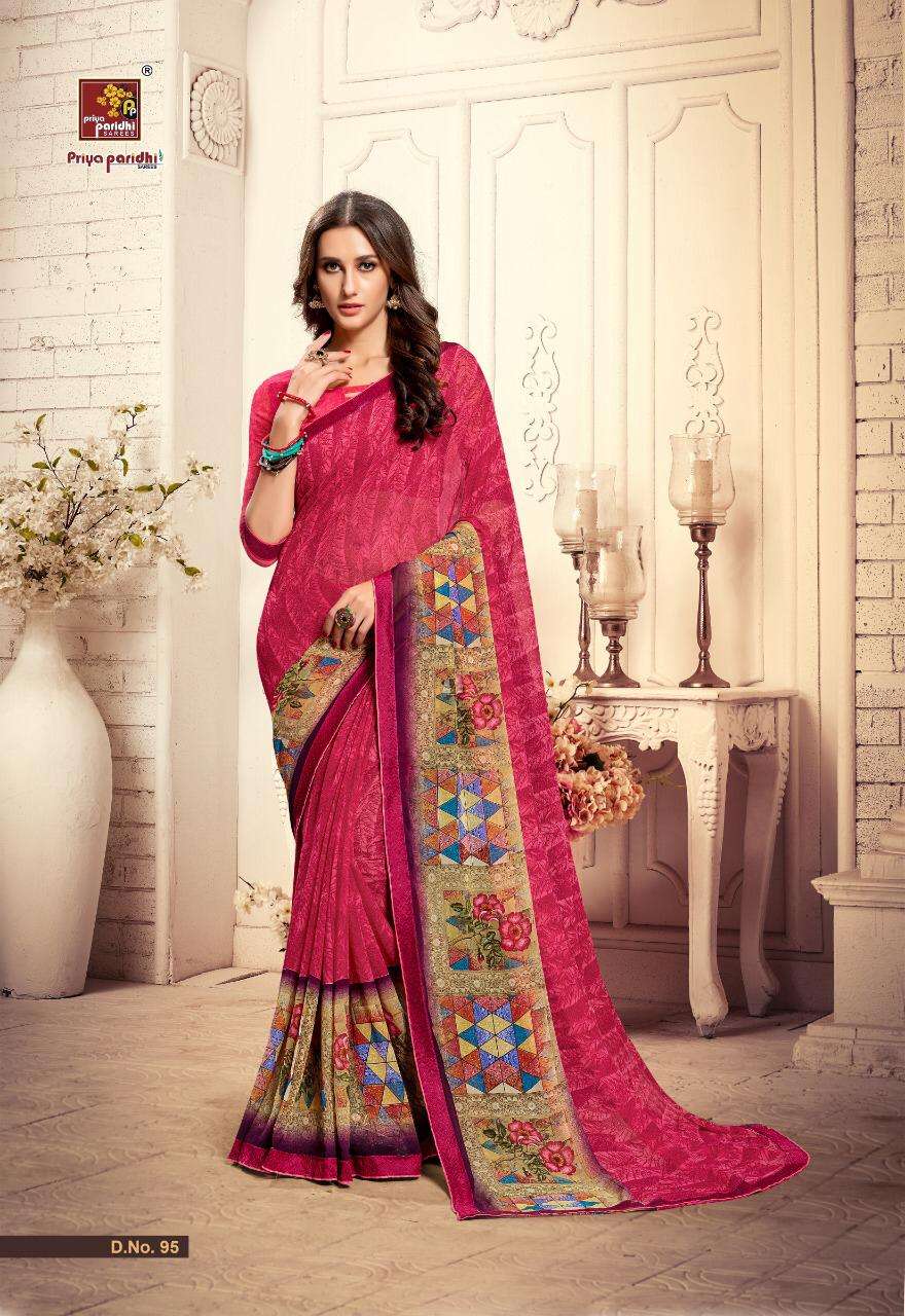 SUHANA VOL-2 BY PRIYA PARIDHI 93 TO 102 SERIES INDIAN TRADITIONAL WEAR COLLECTION BEAUTIFUL STYLISH FANCY COLORFUL PARTY WEAR & OCCASIONAL WEAR PURE GEORGETTE PRINTED SAREES AT WHOLESALE PRICE