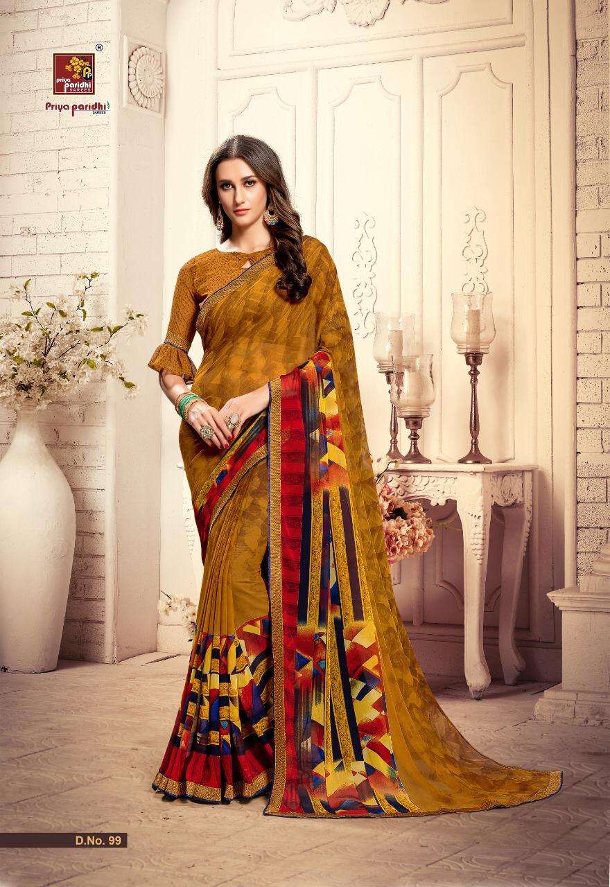 SUHANA VOL-2 BY PRIYA PARIDHI 93 TO 102 SERIES INDIAN TRADITIONAL WEAR COLLECTION BEAUTIFUL STYLISH FANCY COLORFUL PARTY WEAR & OCCASIONAL WEAR PURE GEORGETTE PRINTED SAREES AT WHOLESALE PRICE