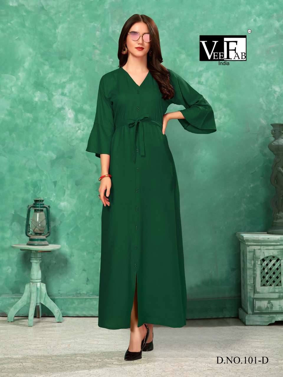 COLORBAR VOL-2 BY VEE FAB 101-A TO 101-F SERIES BEAUTIFUL COLORFUL STYLISH FANCY CASUAL WEAR & ETHNIC WEAR & READY TO WEAR RAYON GOWN AT WHOLESALE PRICE