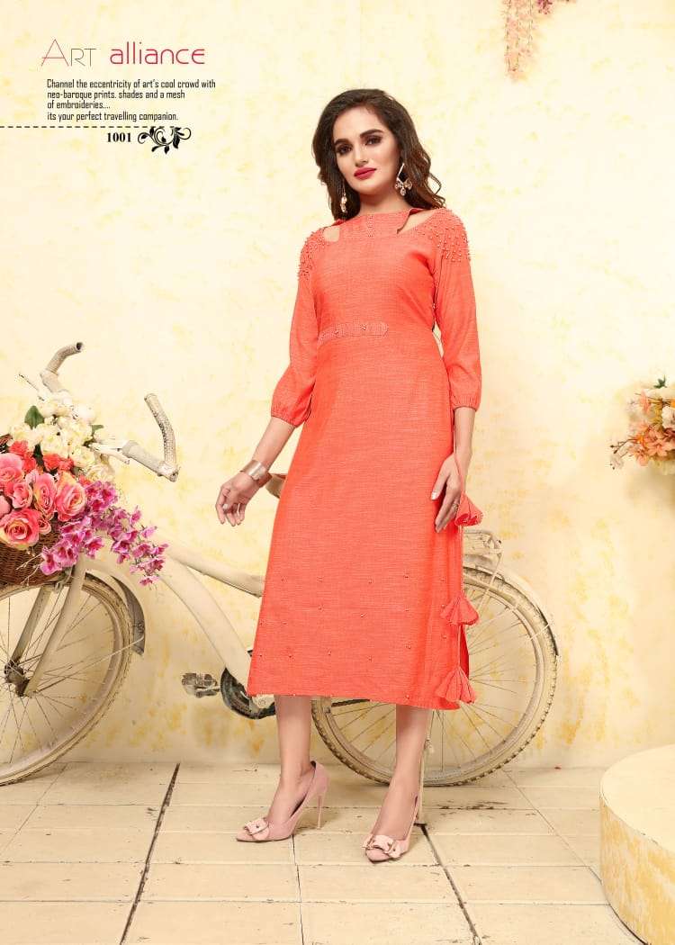 PURPLE BY NEETI CREATION 1001 TO 1007 SERIES BEAUTIFUL COLORFUL STYLISH FANCY CASUAL WEAR & ETHNIC WEAR & READY TO WEAR HEAVY RAYON KURTIS AT WHOLESALE PRICE