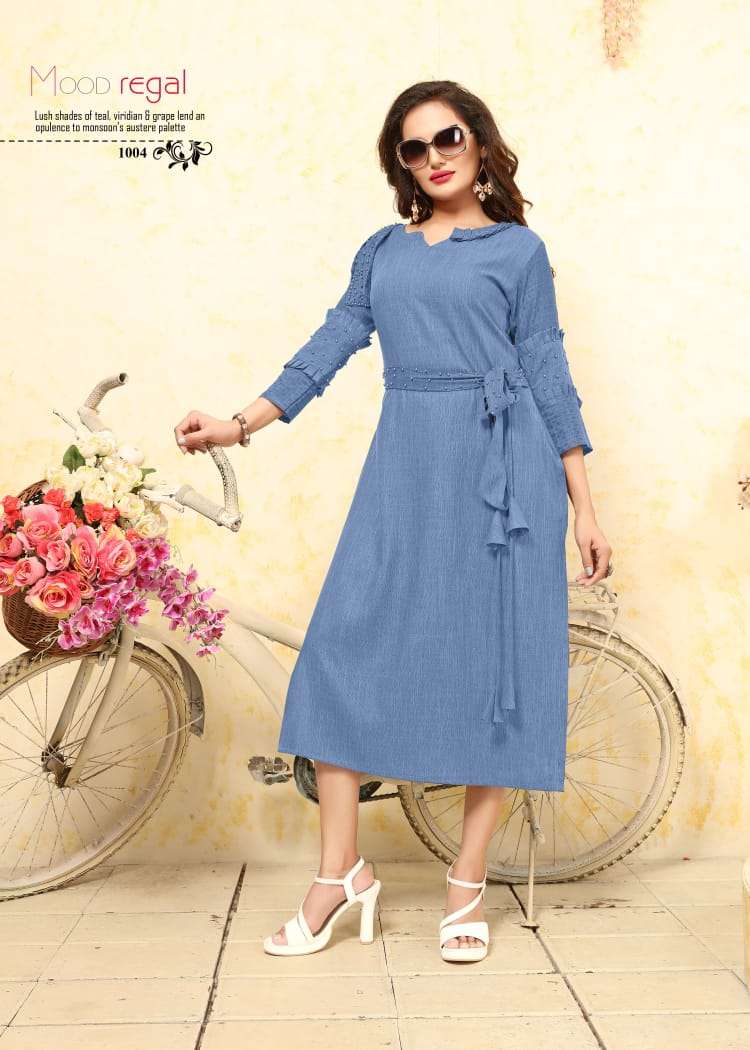 PURPLE BY NEETI CREATION 1001 TO 1007 SERIES BEAUTIFUL COLORFUL STYLISH FANCY CASUAL WEAR & ETHNIC WEAR & READY TO WEAR HEAVY RAYON KURTIS AT WHOLESALE PRICE