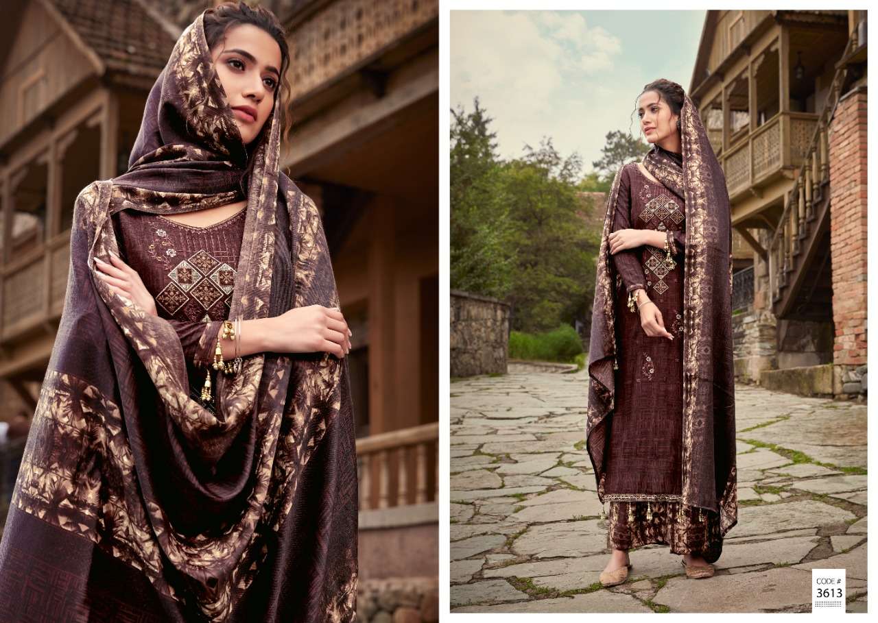 ARSHIYA BY KALYAN PRINTS 3613 TO 3622 SERIES DESIGNER SUITS BEAUTIFUL FANCY COLORFUL STYLISH PARTY WEAR & ETHNIC WEAR PURE PASHMINA PRINTED WITH EMBROIDERY DRESSES AT WHOLESALE PRICE