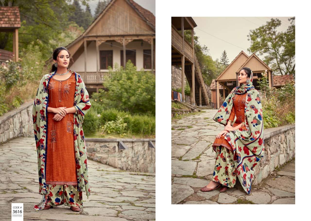 ARSHIYA BY KALYAN PRINTS 3613 TO 3622 SERIES DESIGNER SUITS BEAUTIFUL FANCY COLORFUL STYLISH PARTY WEAR & ETHNIC WEAR PURE PASHMINA PRINTED WITH EMBROIDERY DRESSES AT WHOLESALE PRICE