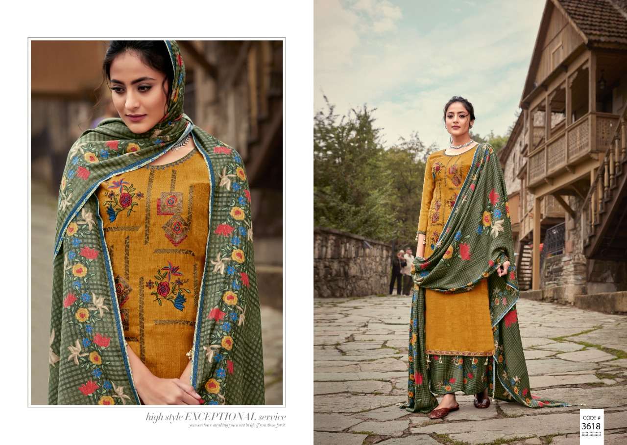 ARSHIYA BY KALYAN PRINTS 3613 TO 3622 SERIES DESIGNER SUITS BEAUTIFUL FANCY COLORFUL STYLISH PARTY WEAR & ETHNIC WEAR PURE PASHMINA PRINTED WITH EMBROIDERY DRESSES AT WHOLESALE PRICE