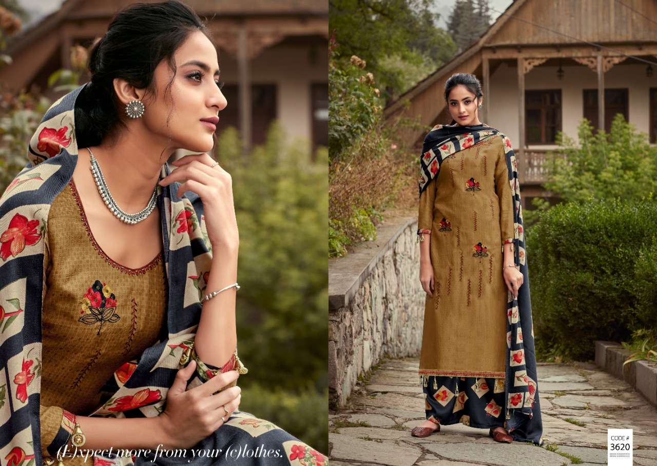ARSHIYA BY KALYAN PRINTS 3613 TO 3622 SERIES DESIGNER SUITS BEAUTIFUL FANCY COLORFUL STYLISH PARTY WEAR & ETHNIC WEAR PURE PASHMINA PRINTED WITH EMBROIDERY DRESSES AT WHOLESALE PRICE