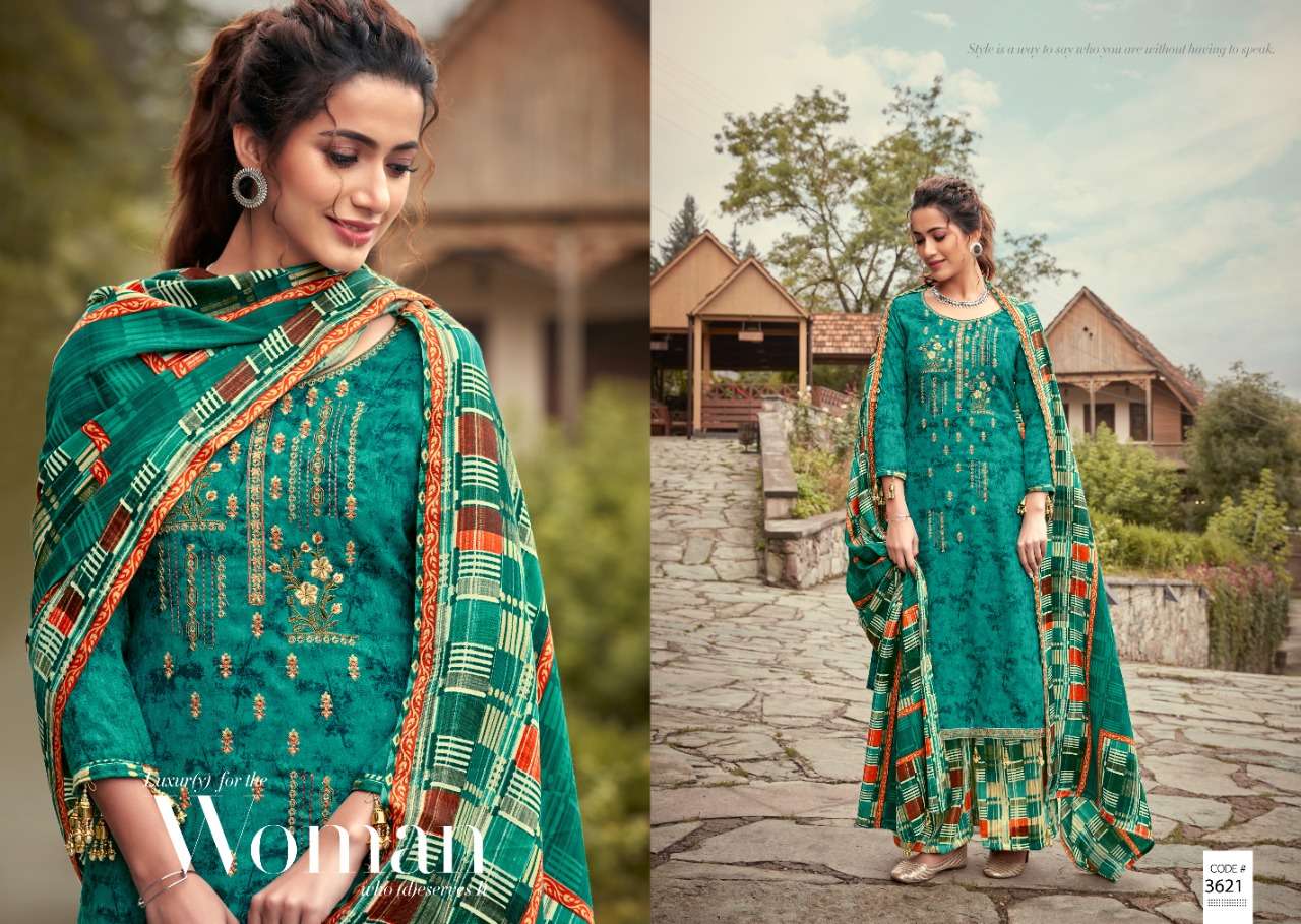 ARSHIYA BY KALYAN PRINTS 3613 TO 3622 SERIES DESIGNER SUITS BEAUTIFUL FANCY COLORFUL STYLISH PARTY WEAR & ETHNIC WEAR PURE PASHMINA PRINTED WITH EMBROIDERY DRESSES AT WHOLESALE PRICE