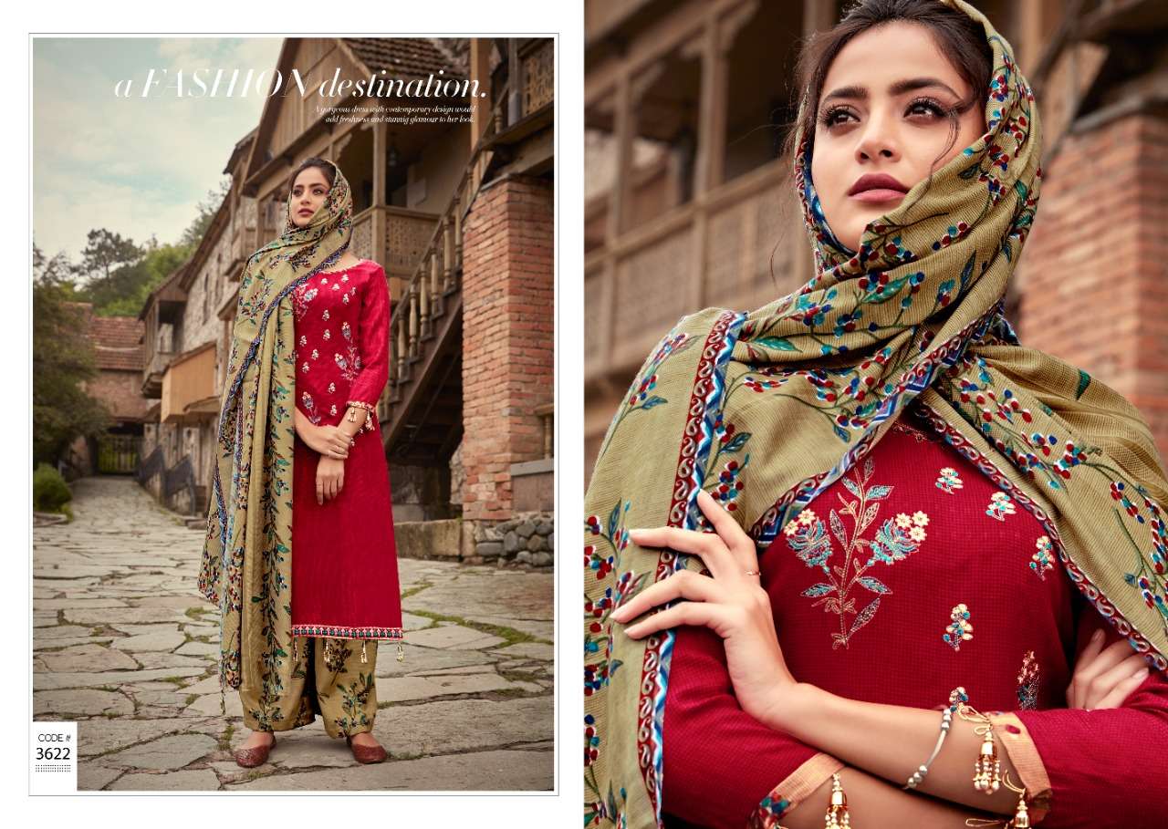 ARSHIYA BY KALYAN PRINTS 3613 TO 3622 SERIES DESIGNER SUITS BEAUTIFUL FANCY COLORFUL STYLISH PARTY WEAR & ETHNIC WEAR PURE PASHMINA PRINTED WITH EMBROIDERY DRESSES AT WHOLESALE PRICE