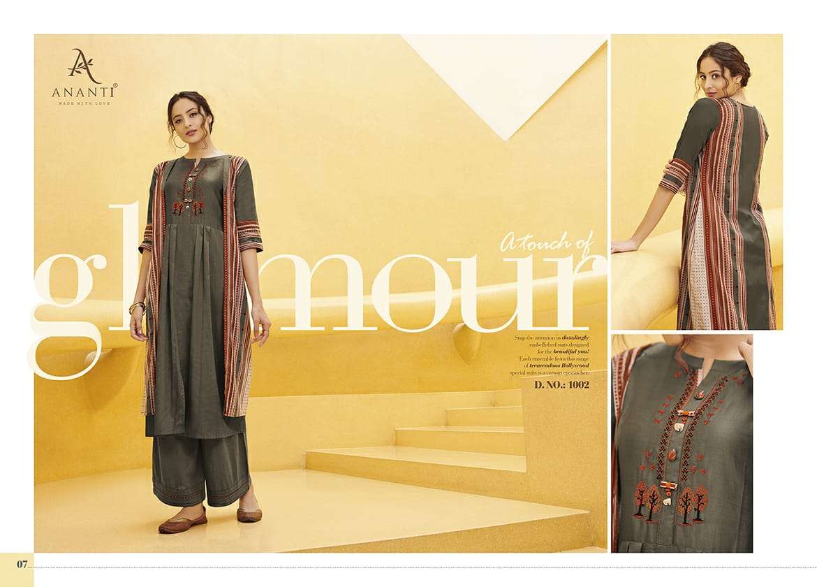 NIRJARA BY ANANTI 1001 TO 1006 SERIES INDIAN TRADITIONAL WEAR COLLECTION BEAUTIFUL STYLISH FANCY COLORFUL PARTY WEAR & OCCASIONAL WEAR COTTON SATIN PRINTED KURTIS WITH BOTTOM AT WHOLESALE PRICE