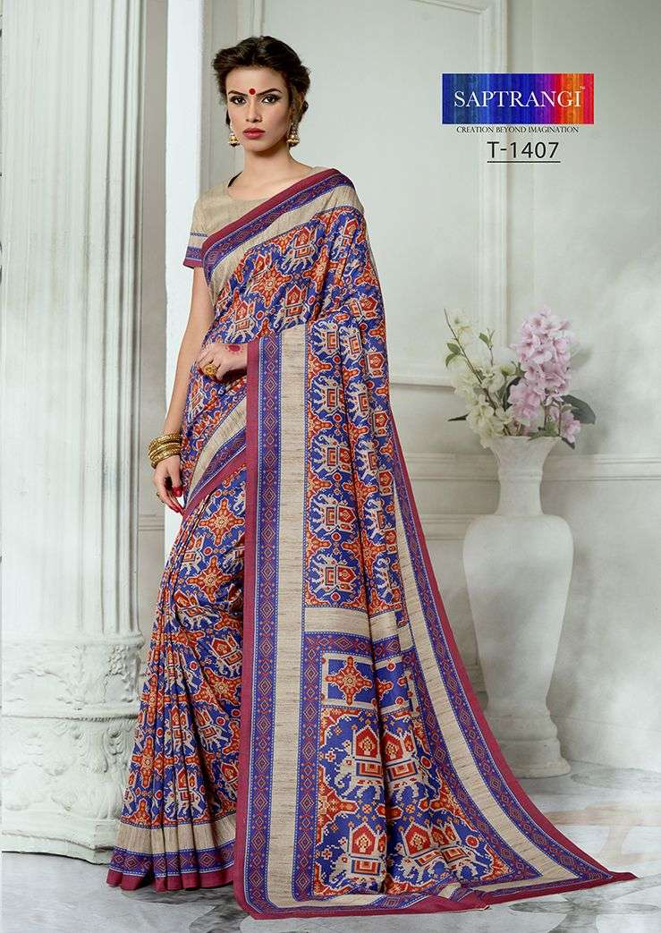 SAPTRANGI 1401 SERIES BY SAPTRANGI 1401 TO 1414 SERIES INDIAN TRADITIONAL WEAR COLLECTION BEAUTIFUL STYLISH FANCY COLORFUL PARTY WEAR & OCCASIONAL WEAR TUSSAR SILK DIGITAL PRINTED SAREES AT WHOLESALE PRICE