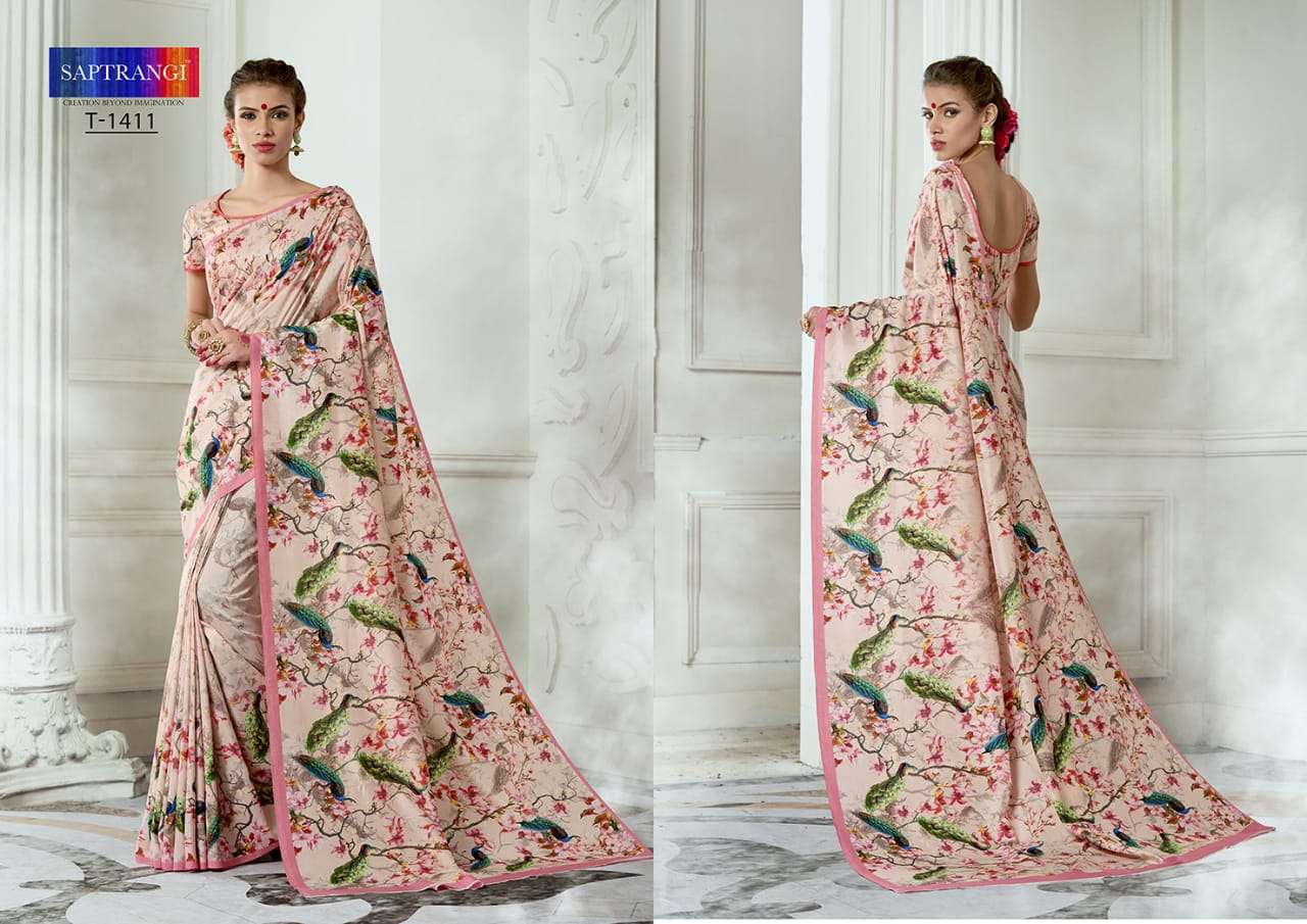 SAPTRANGI 1401 SERIES BY SAPTRANGI 1401 TO 1414 SERIES INDIAN TRADITIONAL WEAR COLLECTION BEAUTIFUL STYLISH FANCY COLORFUL PARTY WEAR & OCCASIONAL WEAR TUSSAR SILK DIGITAL PRINTED SAREES AT WHOLESALE PRICE