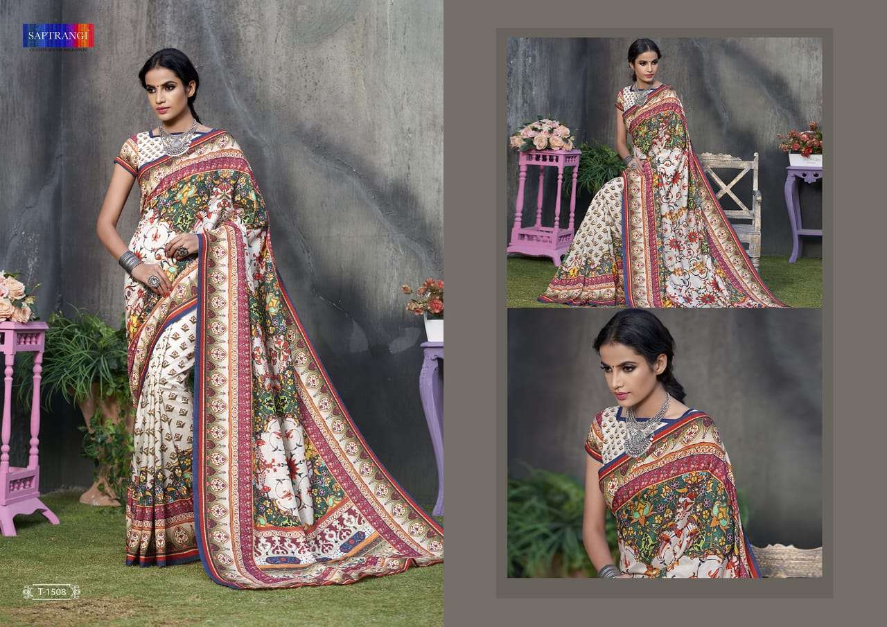 SAPTRANGI 1501 SERIES BY SAPTRANGI 1501 TO 1515 SERIES INDIAN TRADITIONAL WEAR COLLECTION BEAUTIFUL STYLISH FANCY COLORFUL PARTY WEAR & OCCASIONAL WEAR TUSSAR SILK DIGITAL PRINTED SAREES AT WHOLESALE PRICE