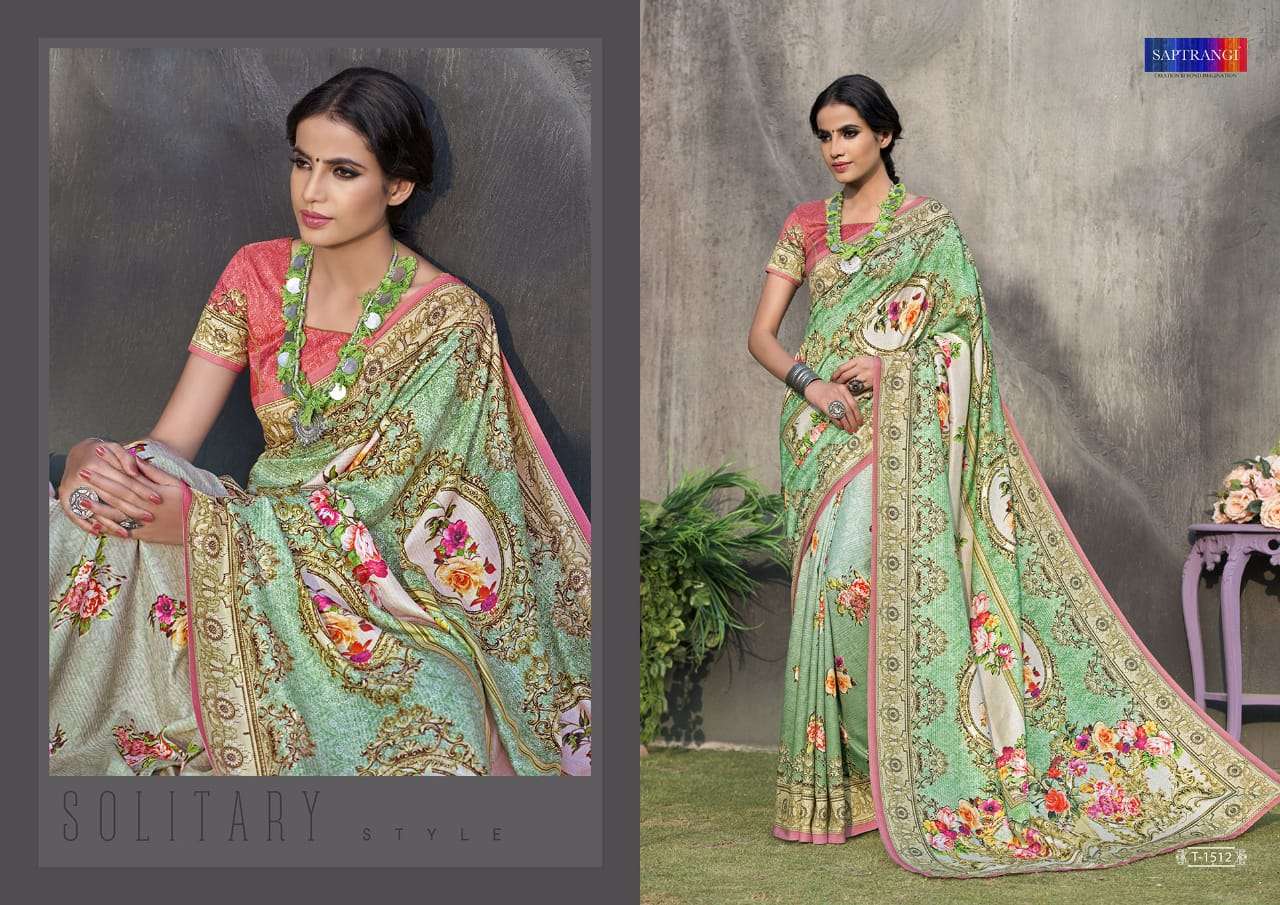 SAPTRANGI 1501 SERIES BY SAPTRANGI 1501 TO 1515 SERIES INDIAN TRADITIONAL WEAR COLLECTION BEAUTIFUL STYLISH FANCY COLORFUL PARTY WEAR & OCCASIONAL WEAR TUSSAR SILK DIGITAL PRINTED SAREES AT WHOLESALE PRICE