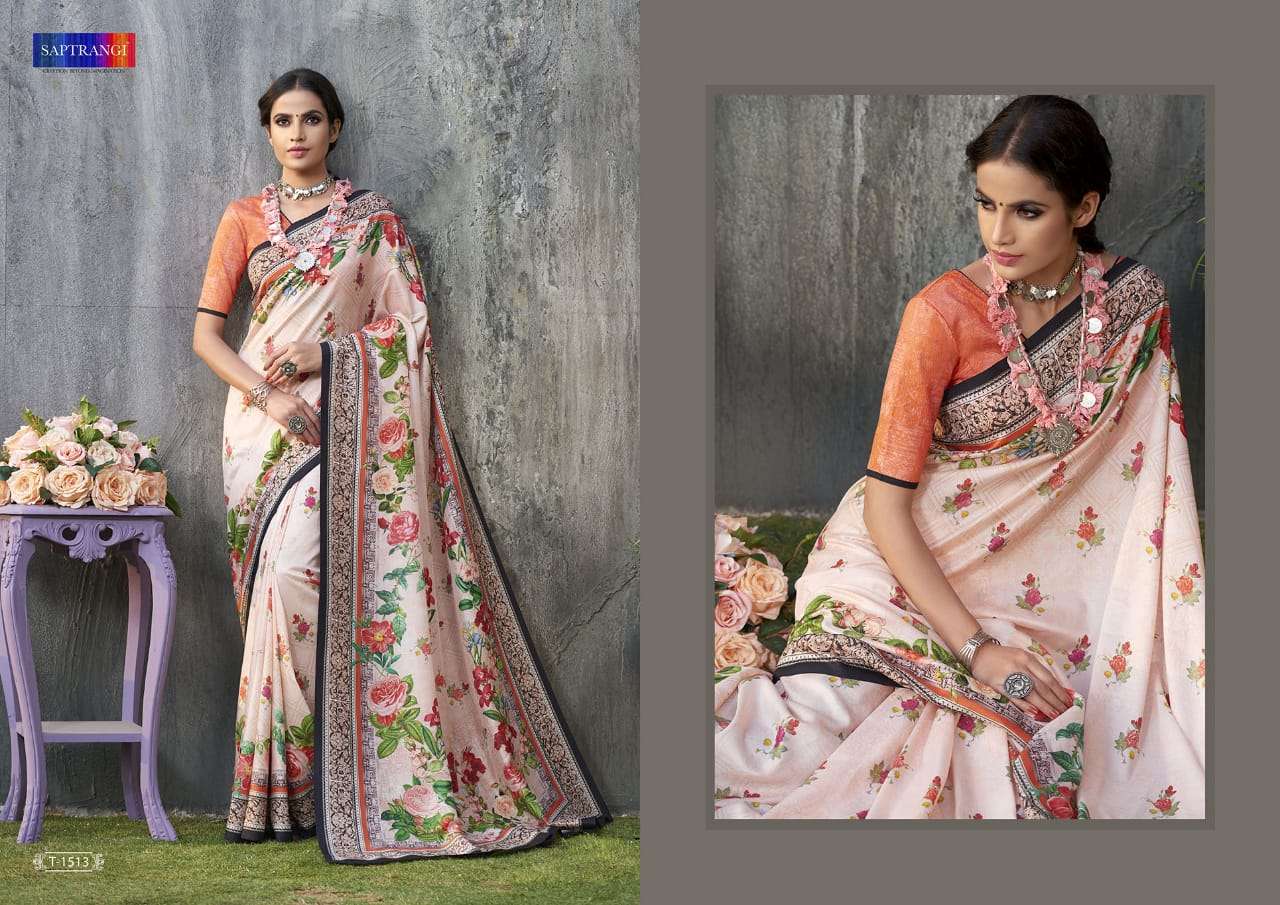 SAPTRANGI 1501 SERIES BY SAPTRANGI 1501 TO 1515 SERIES INDIAN TRADITIONAL WEAR COLLECTION BEAUTIFUL STYLISH FANCY COLORFUL PARTY WEAR & OCCASIONAL WEAR TUSSAR SILK DIGITAL PRINTED SAREES AT WHOLESALE PRICE