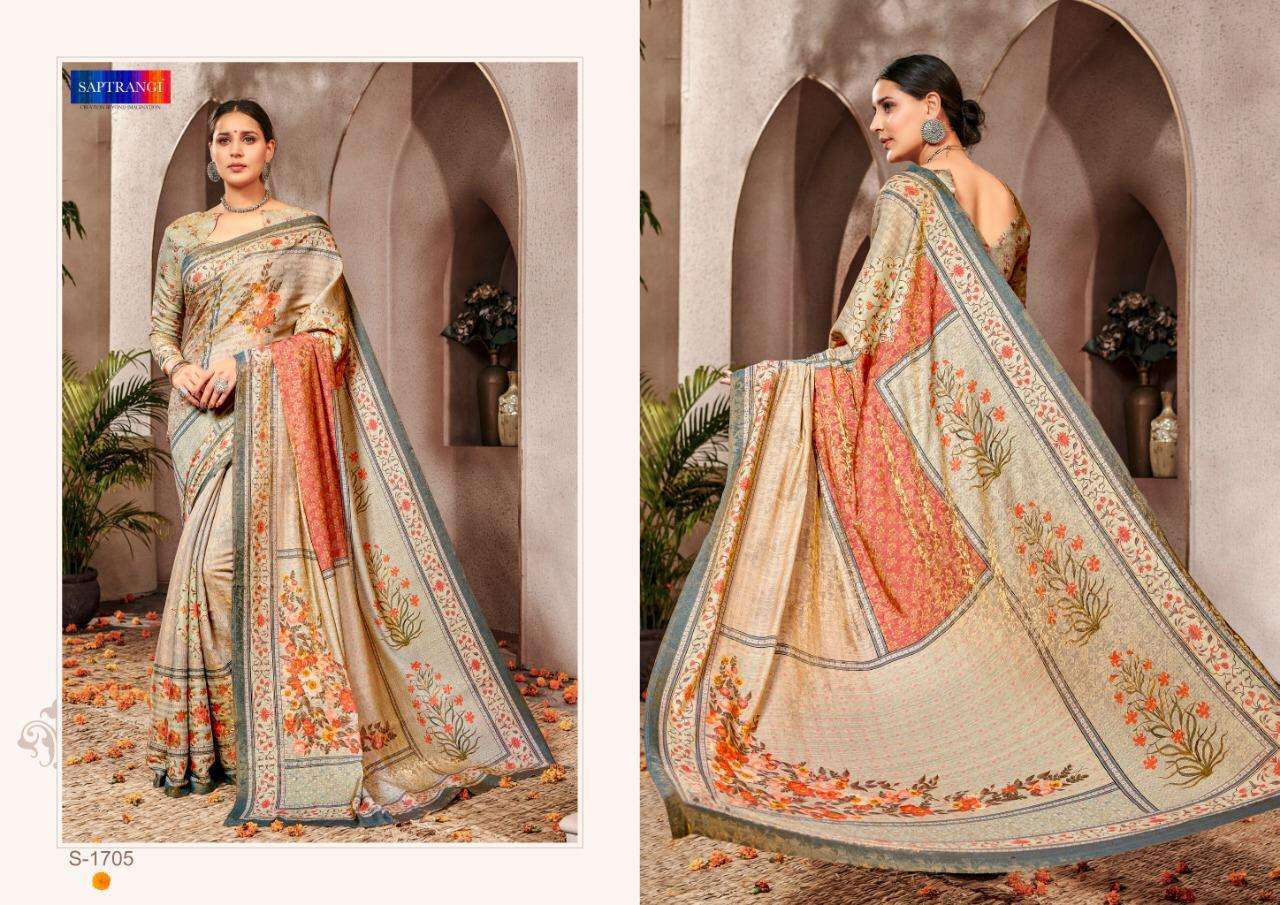 SAPTRANGI 1701 SERIES BY SAPTRANGI 1701 TO 1710 SERIES INDIAN TRADITIONAL WEAR COLLECTION BEAUTIFUL STYLISH FANCY COLORFUL PARTY WEAR & OCCASIONAL WEAR BANARASI SILK DIGITAL PRINTED SAREES AT WHOLESALE PRICE