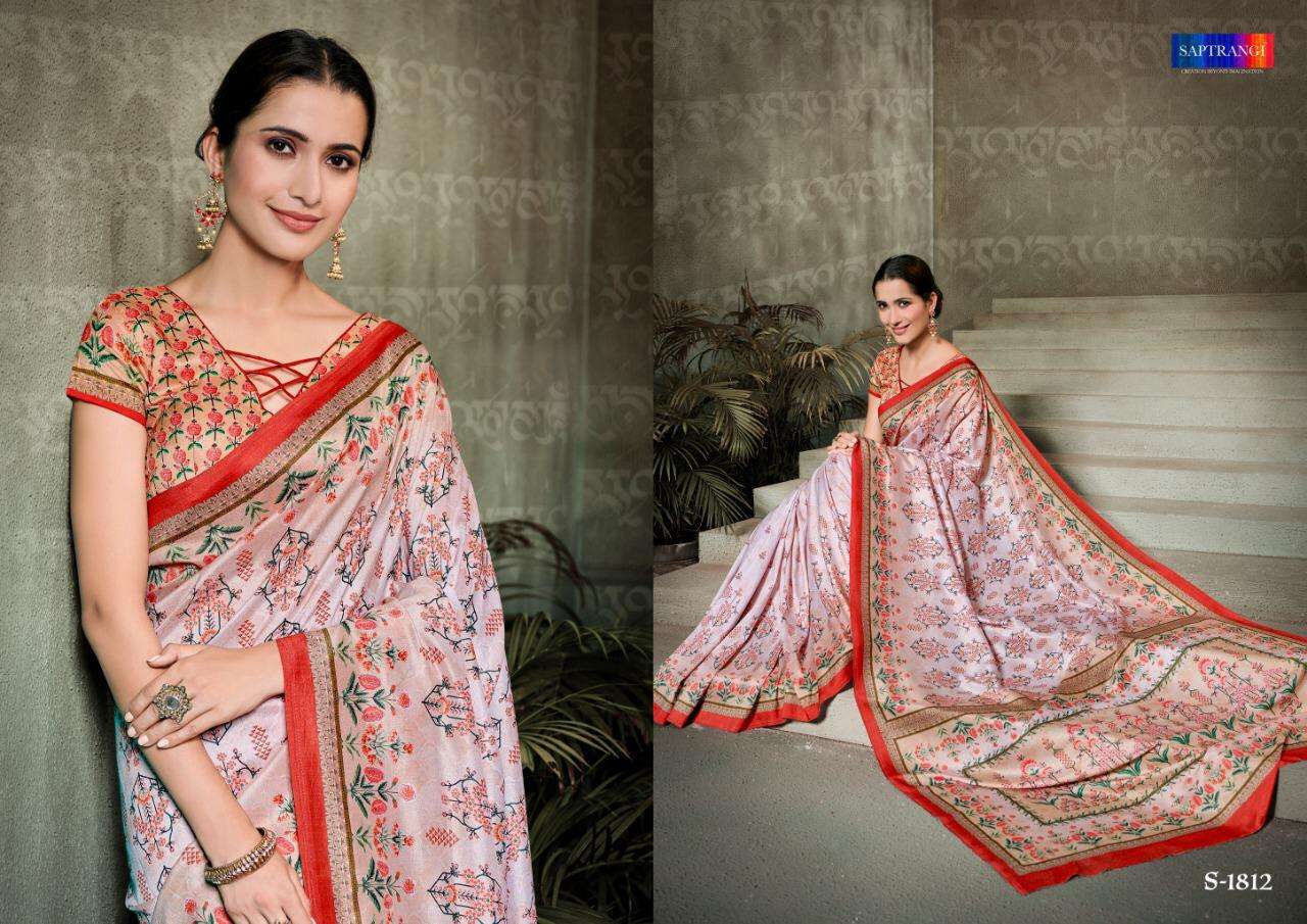 SAPTRANGI 1801 SERIES BY SAPTRANGI 1801 TO 1812 SERIES INDIAN TRADITIONAL WEAR COLLECTION BEAUTIFUL STYLISH FANCY COLORFUL PARTY WEAR & OCCASIONAL WEAR TUSSAR SILK DIGITAL PRINTED SAREES AT WHOLESALE PRICE