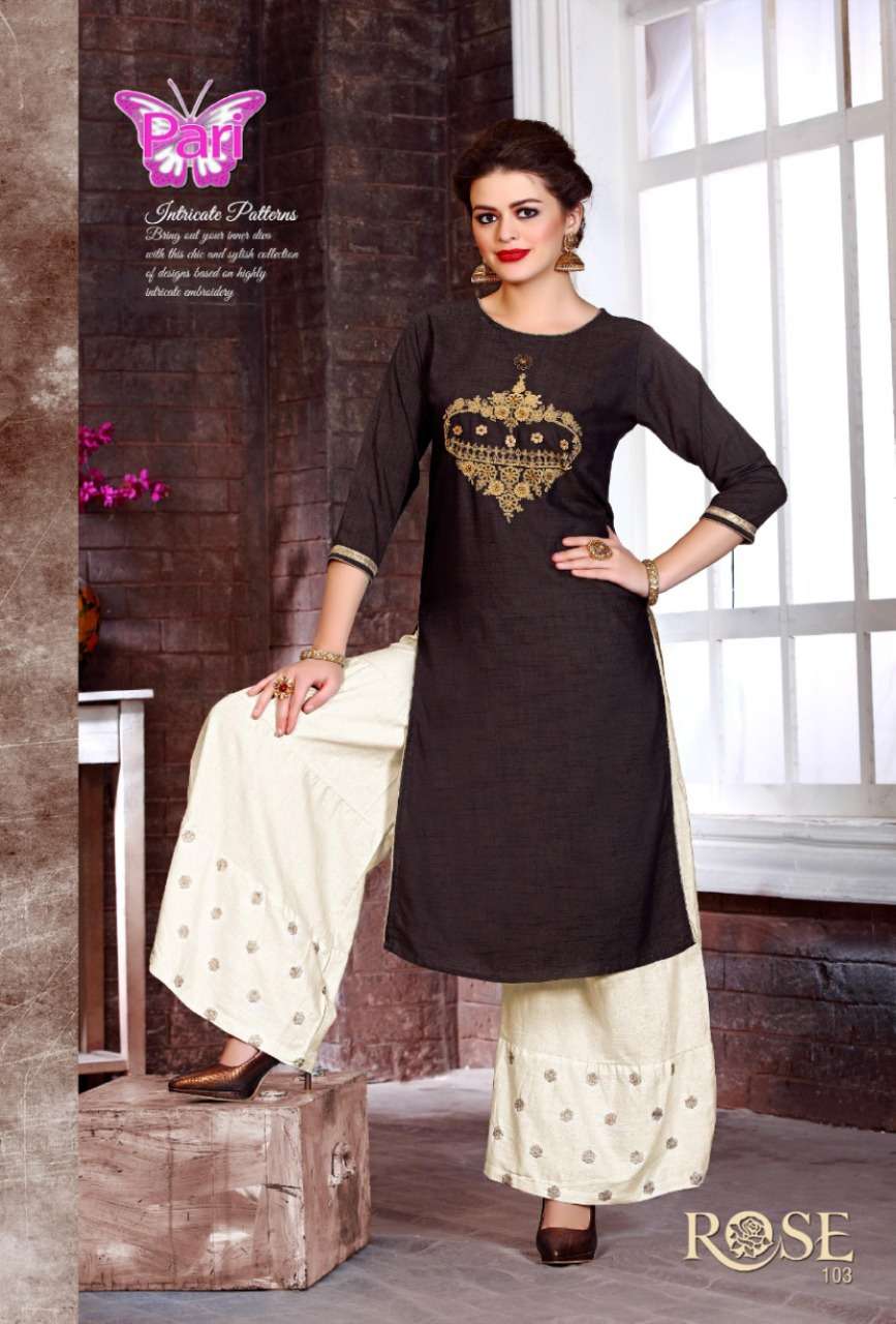 ROSE BY PARI 101 TO 108 SERIES BEAUTIFUL COLORFUL STYLISH FANCY CASUAL WEAR & ETHNIC WEAR & READY TO WEAR RAYON PRINTED KURTIS AT WHOLESALE PRICE
