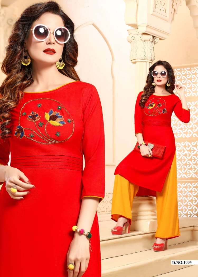 SHEHNAI BY NEETI CREATION 1001 TO 1008 WEAR COLLECTION BEAUTIFUL STYLISH FANCY COLORFUL PARTY WEAR & OCCASIONAL WEAR RAYON 14 KG KURTIS AT WHOLESALE PRICE