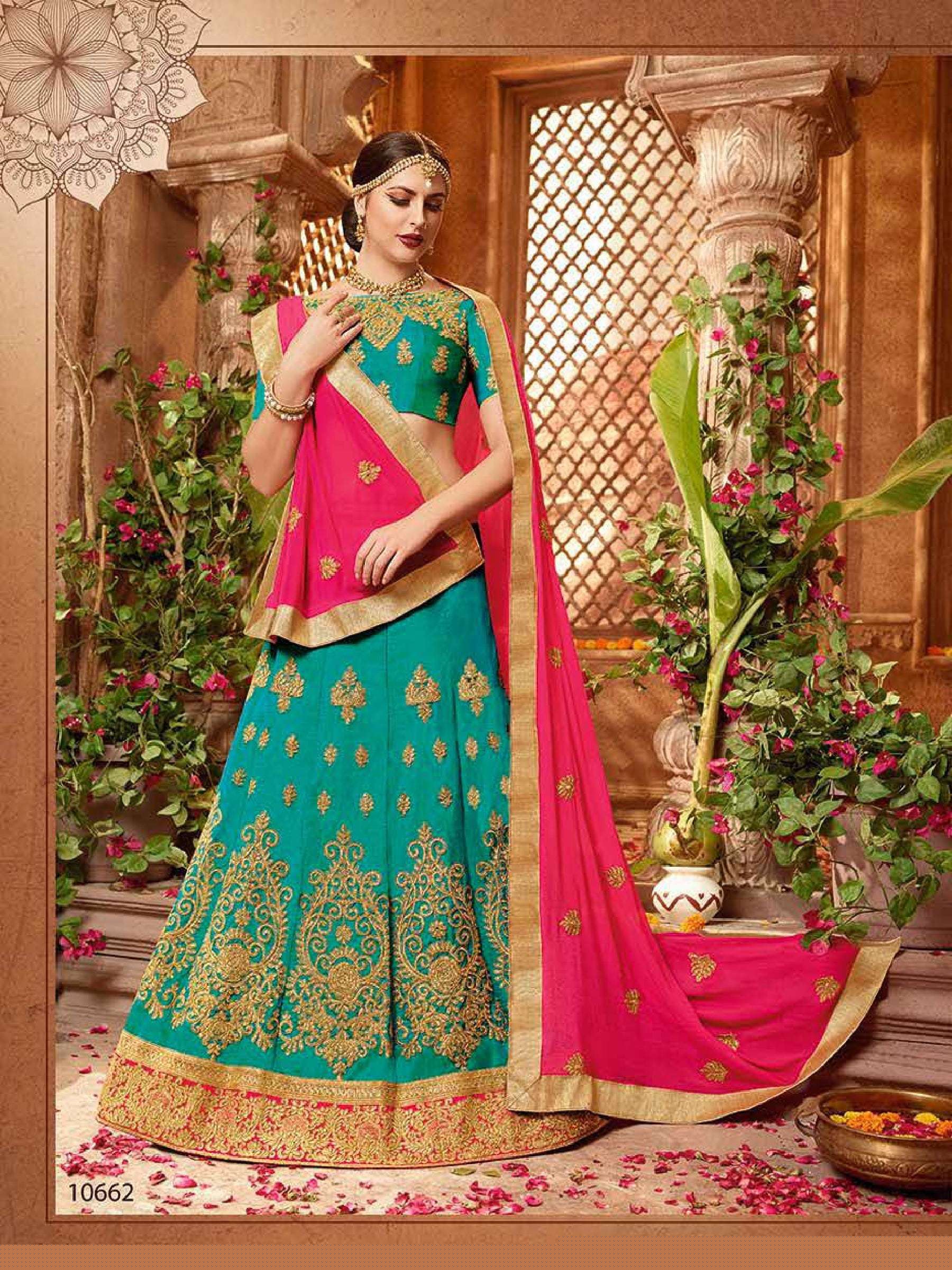 ICONIC BY RIDDHOO FASHION 10661 TO 10668 SERIES INDIAN TRADITIONAL BEAUTIFUL STYLISH DESIGNER HEAVY EMBROIDERED PARTY WEAR SILK LEHENGAS AT WHOLESALE PRICE