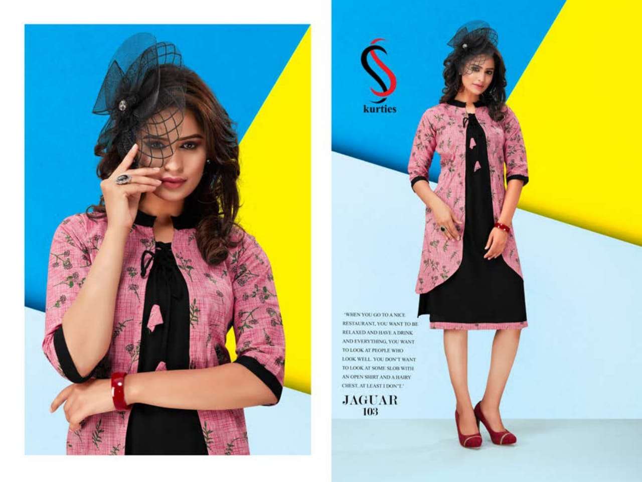 JAGUAR BY S S KURTIS 101 TO 110 SERIES STYLISH FANCY BEAUTIFUL COLORFUL CASUAL WEAR & ETHNIC WEAR HANDLOOM COTTON WITH INNER KURTIS AT WHOLESALE PRICE