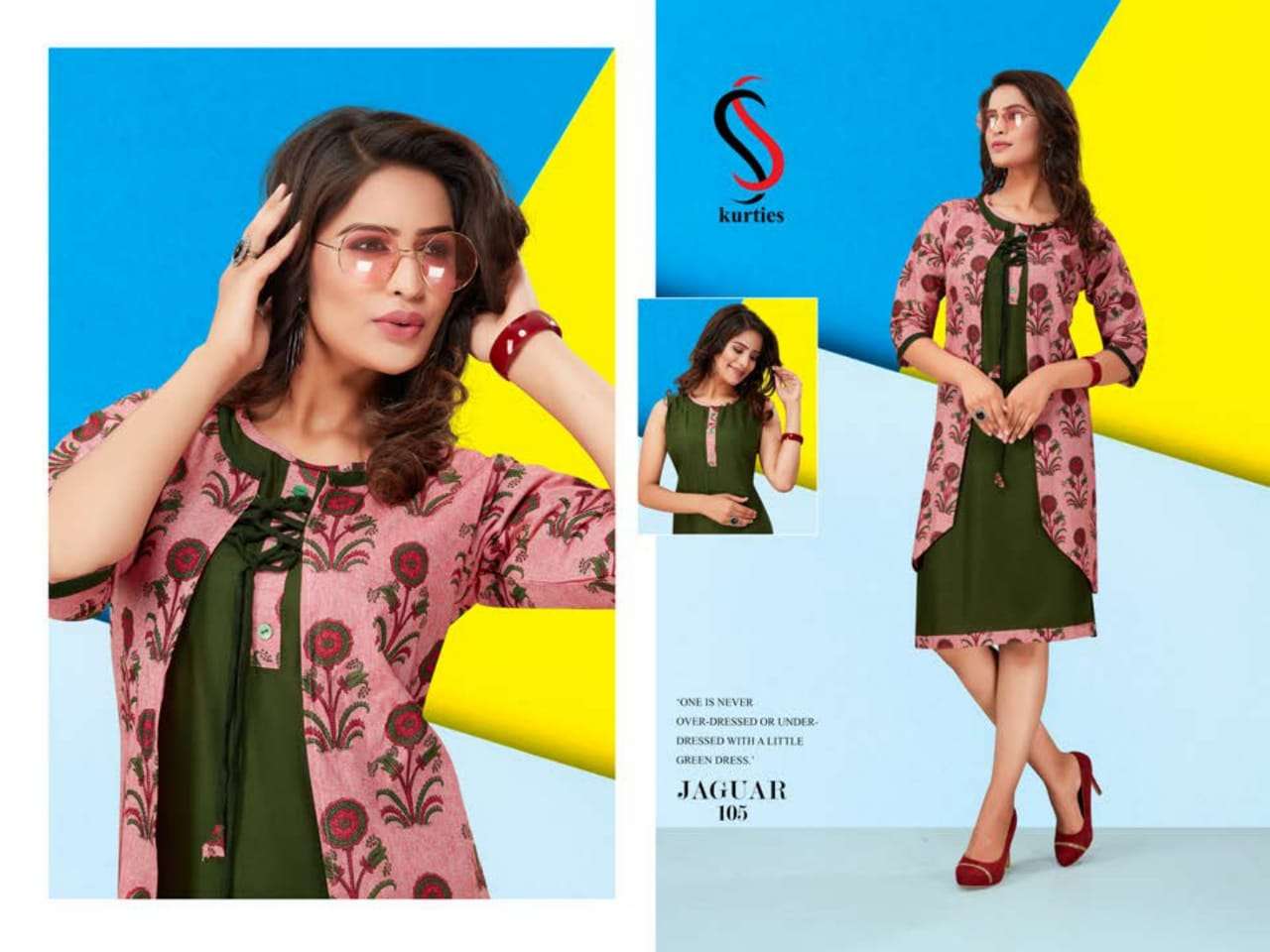 JAGUAR BY S S KURTIS 101 TO 110 SERIES STYLISH FANCY BEAUTIFUL COLORFUL CASUAL WEAR & ETHNIC WEAR HANDLOOM COTTON WITH INNER KURTIS AT WHOLESALE PRICE