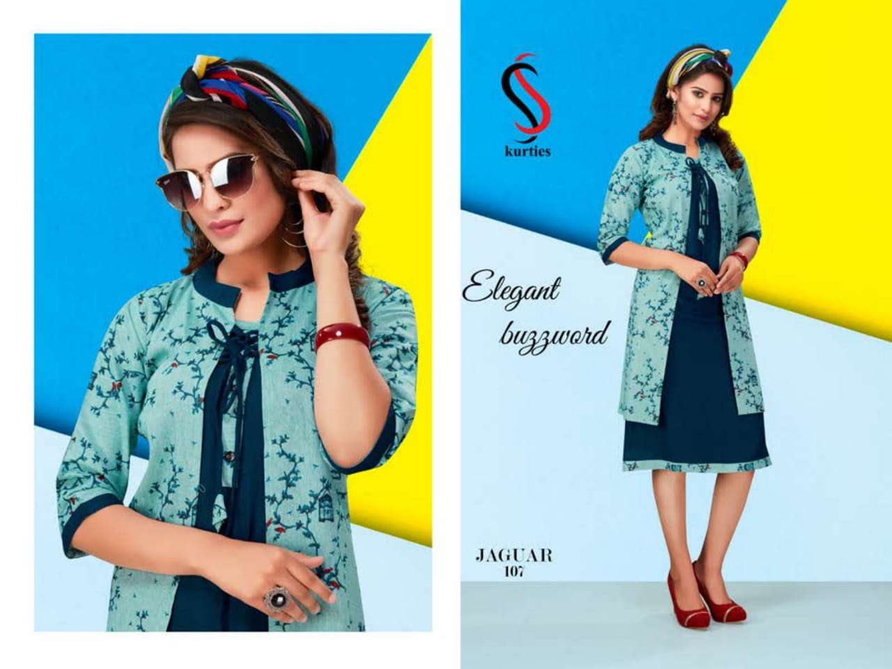 JAGUAR BY S S KURTIS 101 TO 110 SERIES STYLISH FANCY BEAUTIFUL COLORFUL CASUAL WEAR & ETHNIC WEAR HANDLOOM COTTON WITH INNER KURTIS AT WHOLESALE PRICE