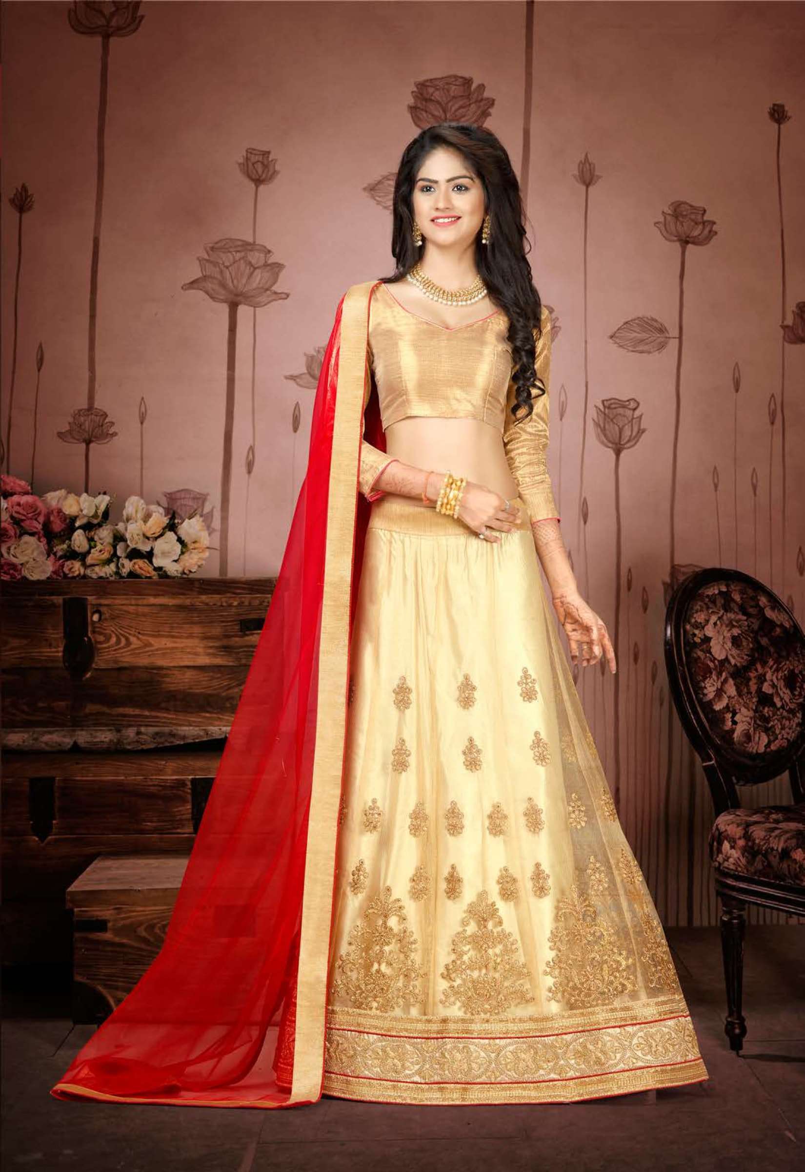 RADHIKA BY RIDDHOO FASHION 1001 TO 1008 SERIES INDIAN TRADITIONAL BEAUTIFUL STYLISH DESIGNER HEAVY EMBROIDERED PARTY WEAR NET LEHENGAS AT WHOLESALE PRICE