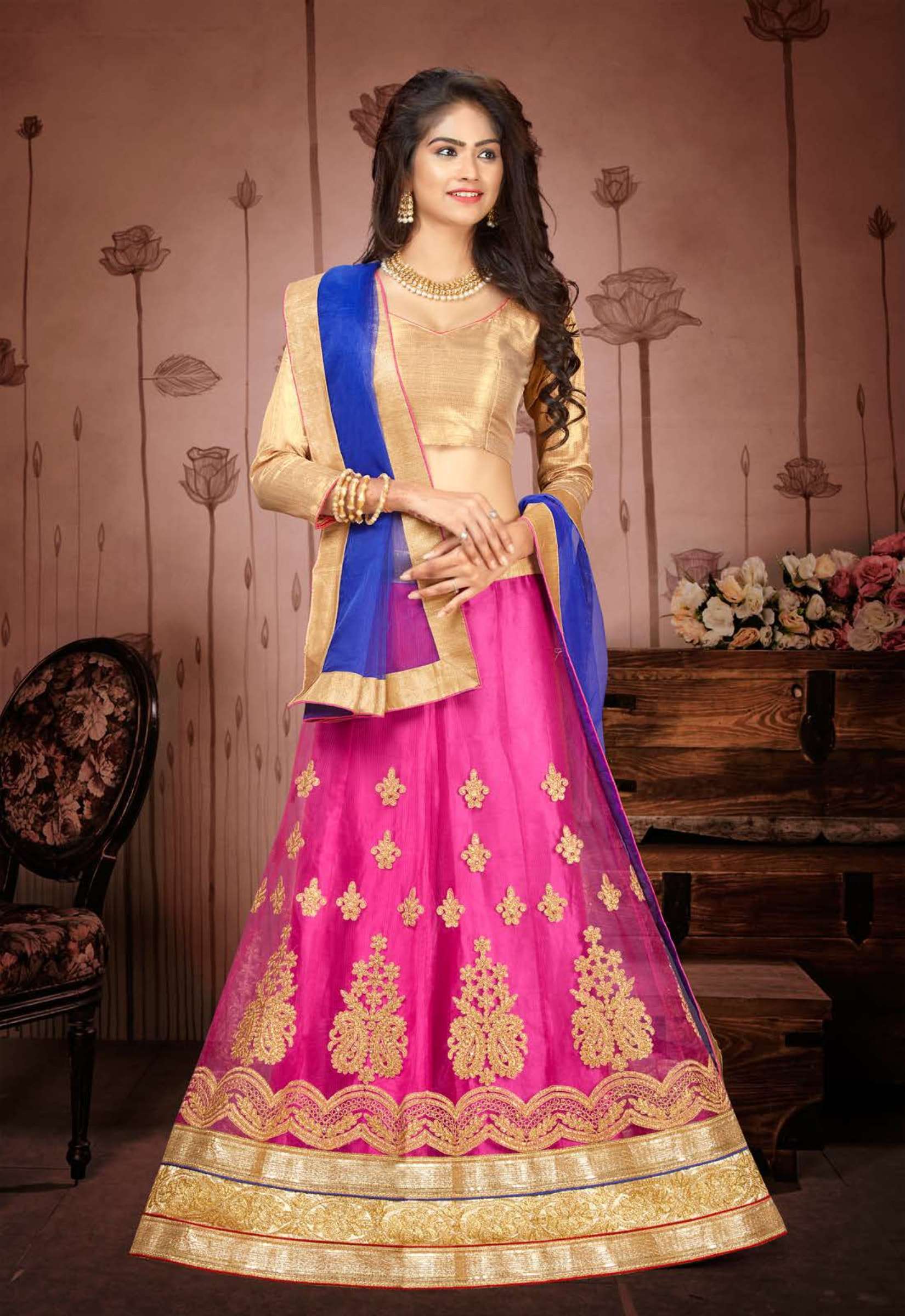 RADHIKA BY RIDDHOO FASHION 1001 TO 1008 SERIES INDIAN TRADITIONAL BEAUTIFUL STYLISH DESIGNER HEAVY EMBROIDERED PARTY WEAR NET LEHENGAS AT WHOLESALE PRICE