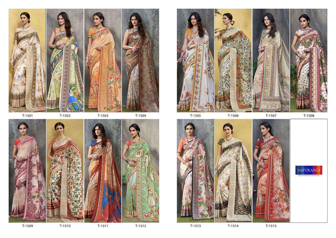 TUSSAR SILK SAREE BY SAPTRANGI 1501 TO 1515 SERIES INDIAN TRADITIONAL WEAR COLLECTION BEAUTIFUL STYLISH FANCY COLORFUL PARTY WEAR & OCCASIONAL WEAR TUSSAR SILK SAREES AT WHOLESALE PRICE