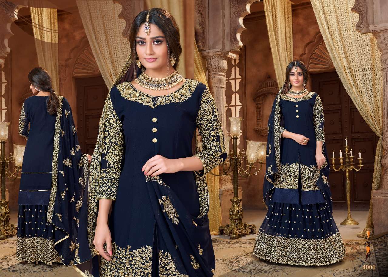 LEHENGA COLLECTION BY UTSAV SUITS 4001 TO 4004 SERIES BEAUTIFUL STYLISH SHARARA SUITS FANCY COLORFUL CASUAL WEAR & ETHNIC WEAR & READY TO WEAR GEORGETTE WITH EMBROIDERY DRESSES AT WHOLESALE PRICE