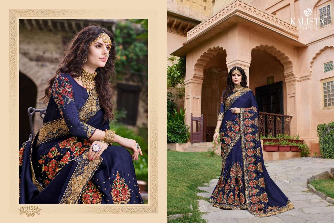 KOHINOOR BY KALISTA FASHION 11155 TO 11160 SERIES INDIAN TRADITIONAL WEAR COLLECTION BEAUTIFUL STYLISH FANCY COLORFUL PARTY WEAR & OCCASIONAL WEAR FANCY EMBROIDERY SAREES AT WHOLESALE PRICE