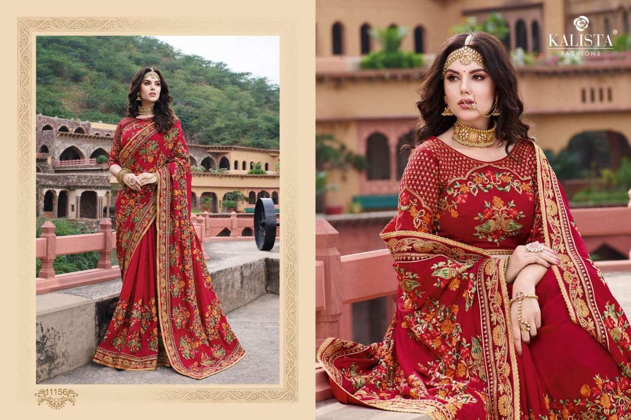 KOHINOOR BY KALISTA FASHION 11155 TO 11160 SERIES INDIAN TRADITIONAL WEAR COLLECTION BEAUTIFUL STYLISH FANCY COLORFUL PARTY WEAR & OCCASIONAL WEAR FANCY EMBROIDERY SAREES AT WHOLESALE PRICE