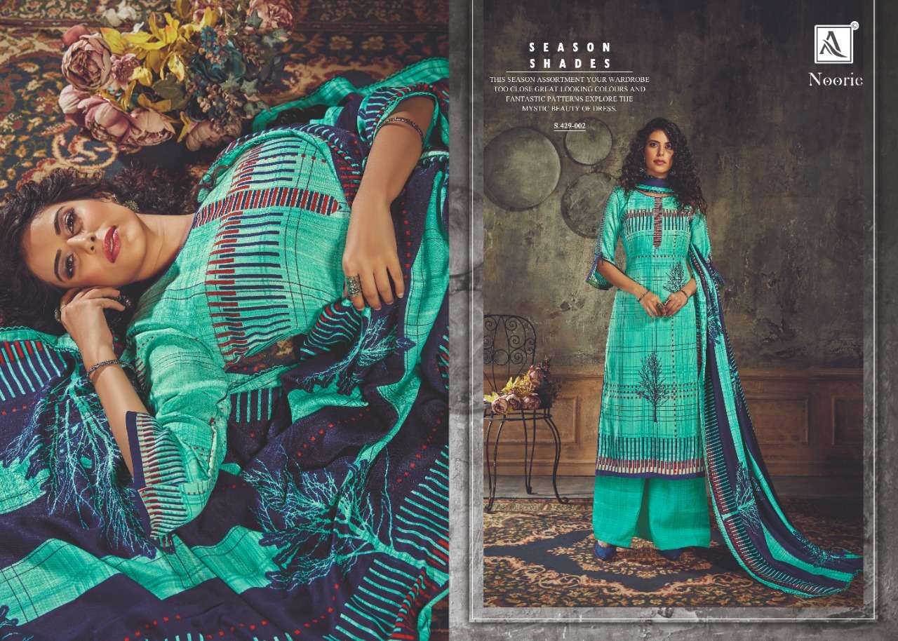 NOORIE BY ALOK SUITS 429-001 TO 429-008 SERIES DESIGNER FESTIVE COLLECTION SUITS BEAUTIFUL STYLISH FANCY COLORFUL PARTY WEAR & OCCASIONAL WEAR WOOL PASHMINA JACQUARD PRINTED DRESSES AT WHOLESALE PRICE