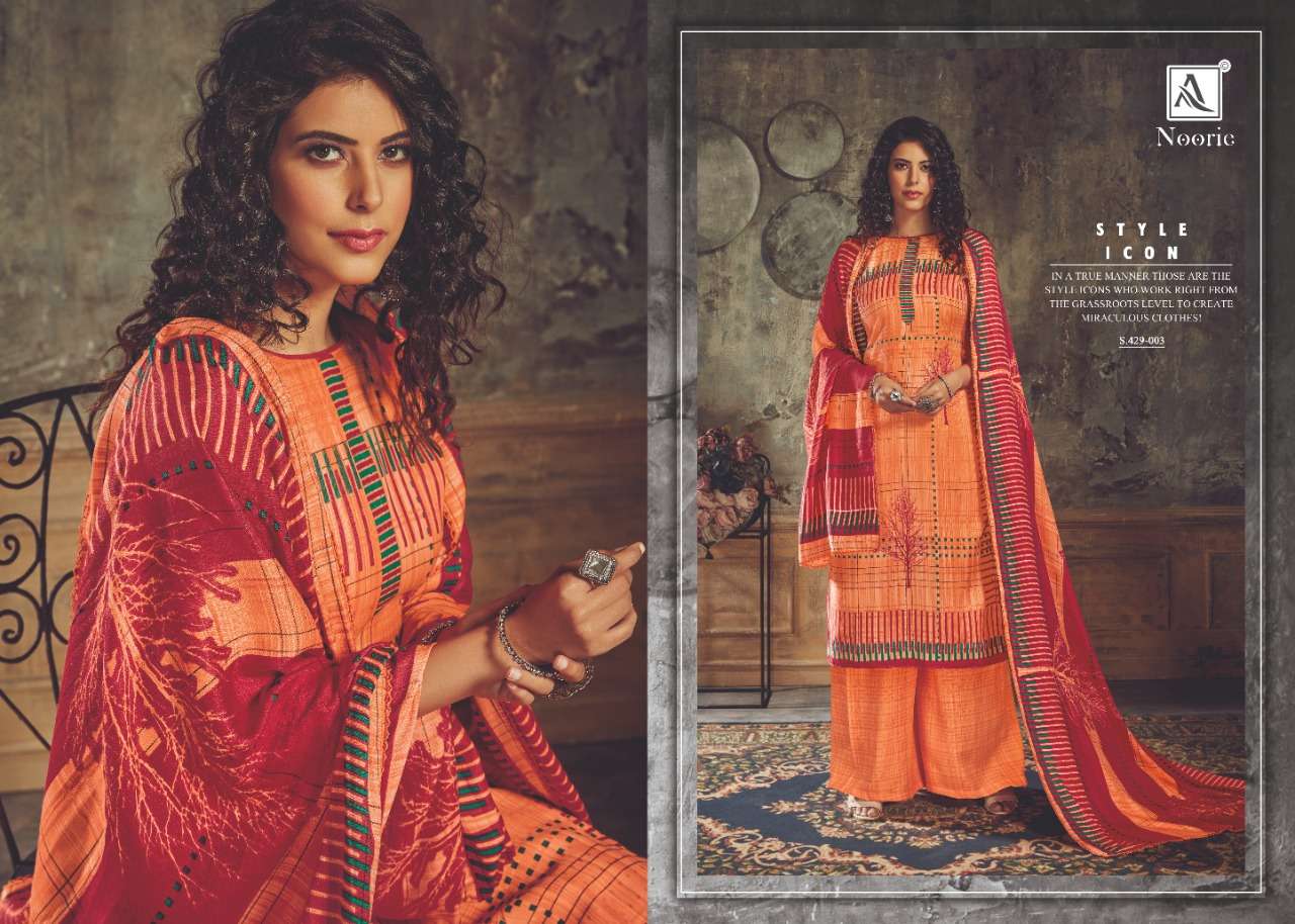 NOORIE BY ALOK SUITS 429-001 TO 429-008 SERIES DESIGNER FESTIVE COLLECTION SUITS BEAUTIFUL STYLISH FANCY COLORFUL PARTY WEAR & OCCASIONAL WEAR WOOL PASHMINA JACQUARD PRINTED DRESSES AT WHOLESALE PRICE