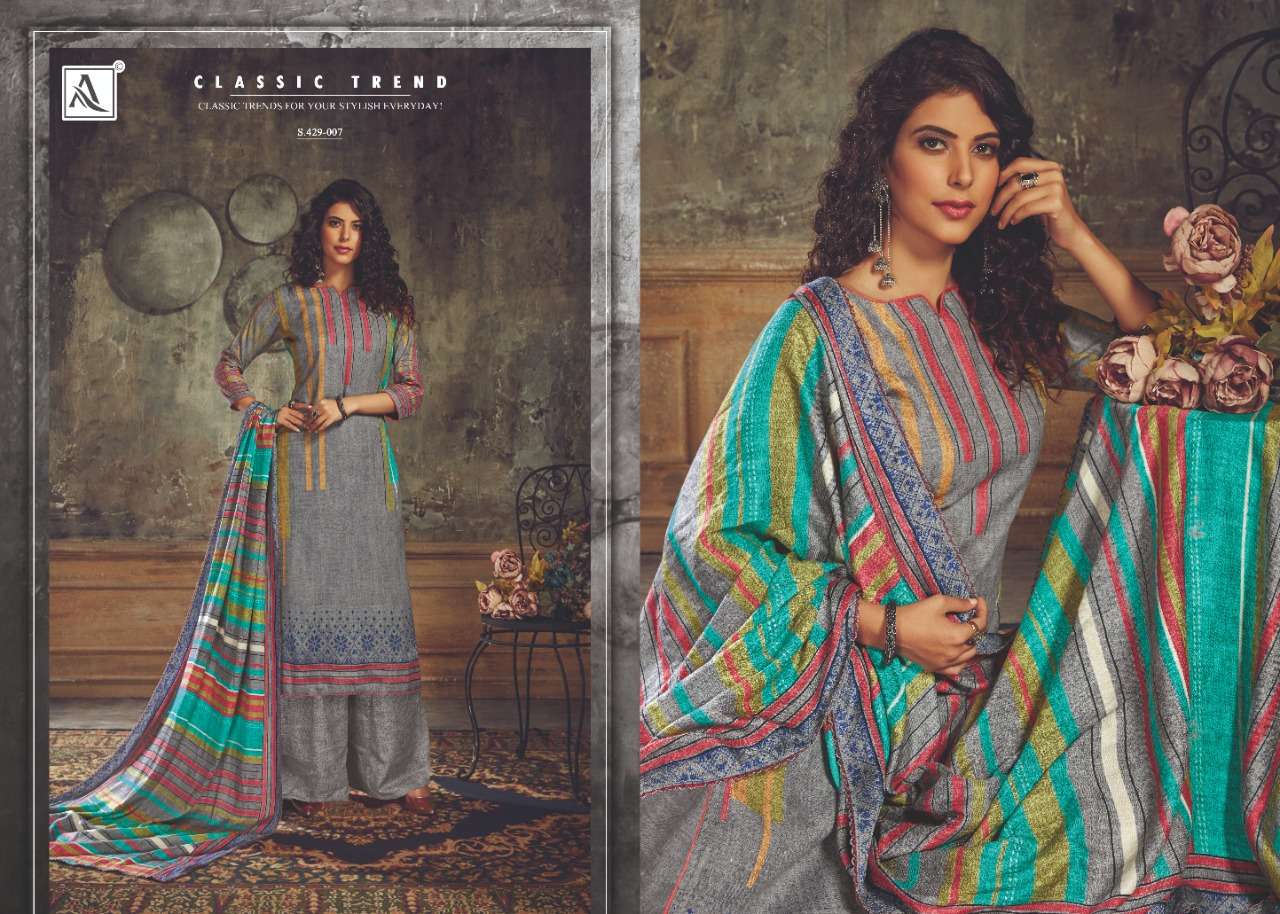 NOORIE BY ALOK SUITS 429-001 TO 429-008 SERIES DESIGNER FESTIVE COLLECTION SUITS BEAUTIFUL STYLISH FANCY COLORFUL PARTY WEAR & OCCASIONAL WEAR WOOL PASHMINA JACQUARD PRINTED DRESSES AT WHOLESALE PRICE