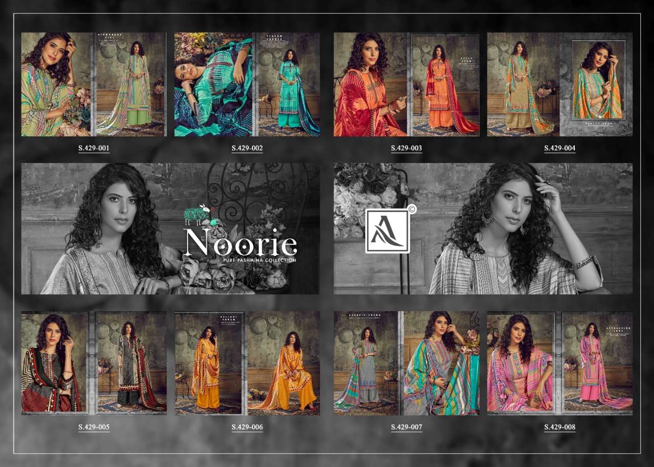 NOORIE BY ALOK SUITS 429-001 TO 429-008 SERIES DESIGNER FESTIVE COLLECTION SUITS BEAUTIFUL STYLISH FANCY COLORFUL PARTY WEAR & OCCASIONAL WEAR WOOL PASHMINA JACQUARD PRINTED DRESSES AT WHOLESALE PRICE