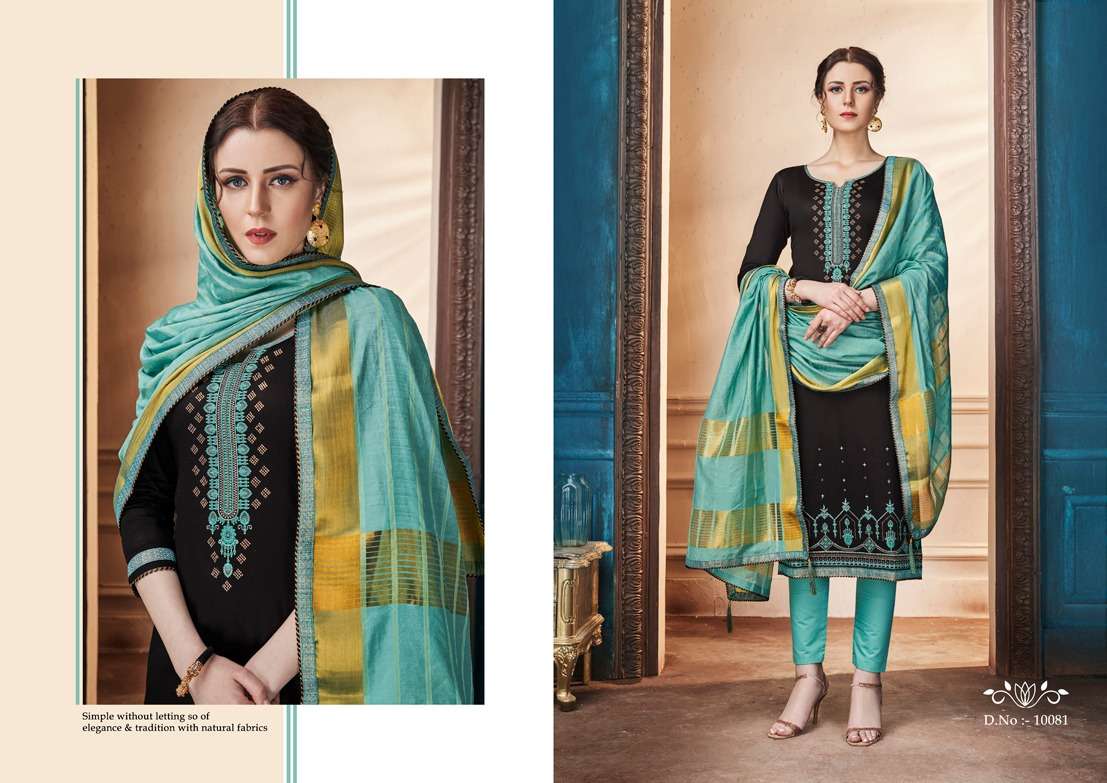 ZANZAR BY RAMAIYA 10081 TO 10088 SERIES DESIGNER FESTIVE COLLECTION SUITS BEAUTIFUL STYLISH FANCY COLORFUL PARTY WEAR & OCCASIONAL WEAR JAM SILK WITH EMBROIDERED DRESSES AT WHOLESALE PRICE