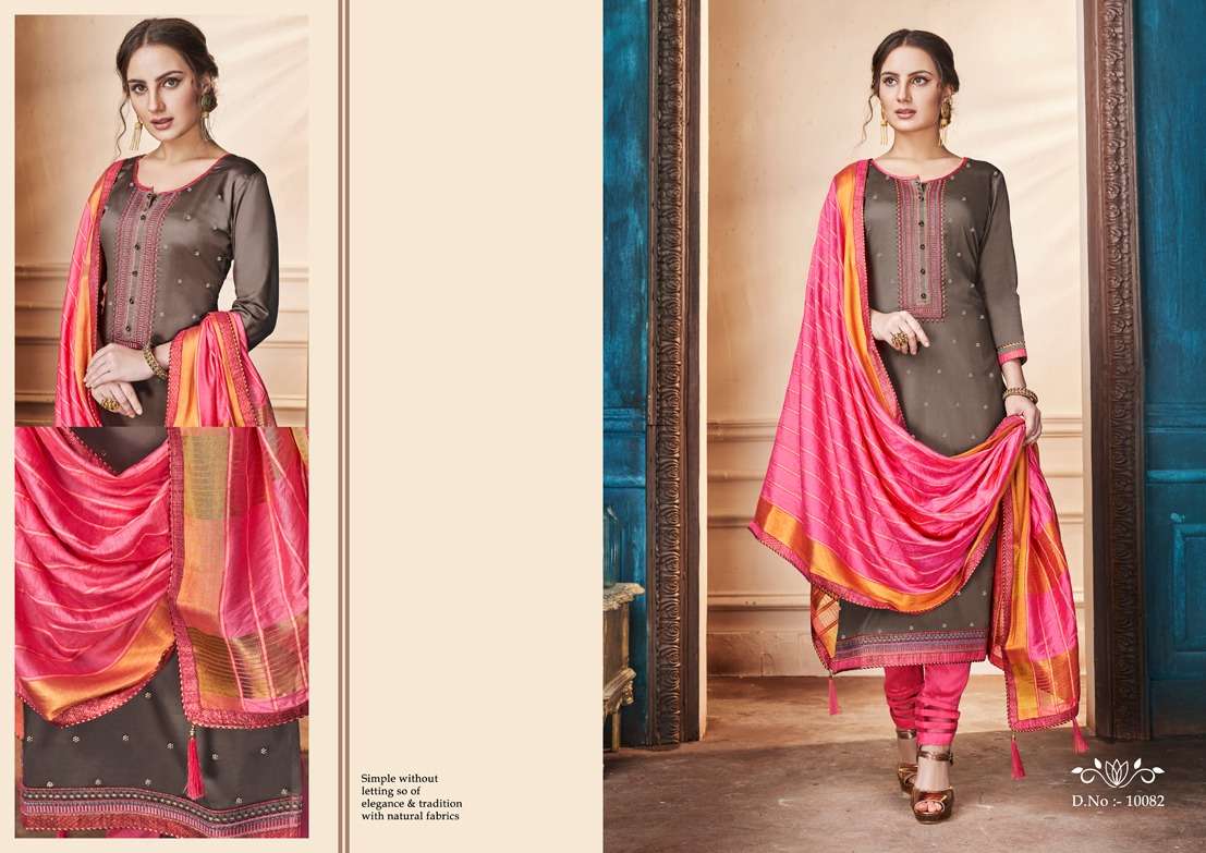 ZANZAR BY RAMAIYA 10081 TO 10088 SERIES DESIGNER FESTIVE COLLECTION SUITS BEAUTIFUL STYLISH FANCY COLORFUL PARTY WEAR & OCCASIONAL WEAR JAM SILK WITH EMBROIDERED DRESSES AT WHOLESALE PRICE