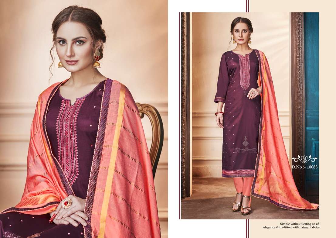 ZANZAR BY RAMAIYA 10081 TO 10088 SERIES DESIGNER FESTIVE COLLECTION SUITS BEAUTIFUL STYLISH FANCY COLORFUL PARTY WEAR & OCCASIONAL WEAR JAM SILK WITH EMBROIDERED DRESSES AT WHOLESALE PRICE