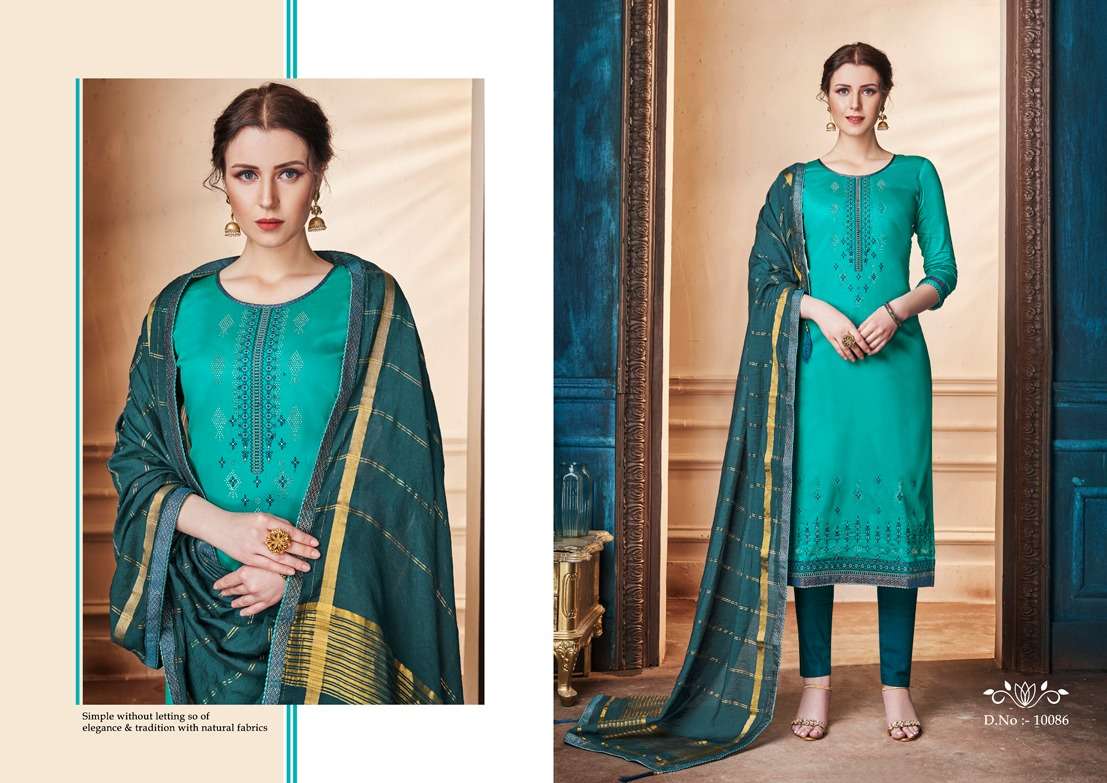 ZANZAR BY RAMAIYA 10081 TO 10088 SERIES DESIGNER FESTIVE COLLECTION SUITS BEAUTIFUL STYLISH FANCY COLORFUL PARTY WEAR & OCCASIONAL WEAR JAM SILK WITH EMBROIDERED DRESSES AT WHOLESALE PRICE