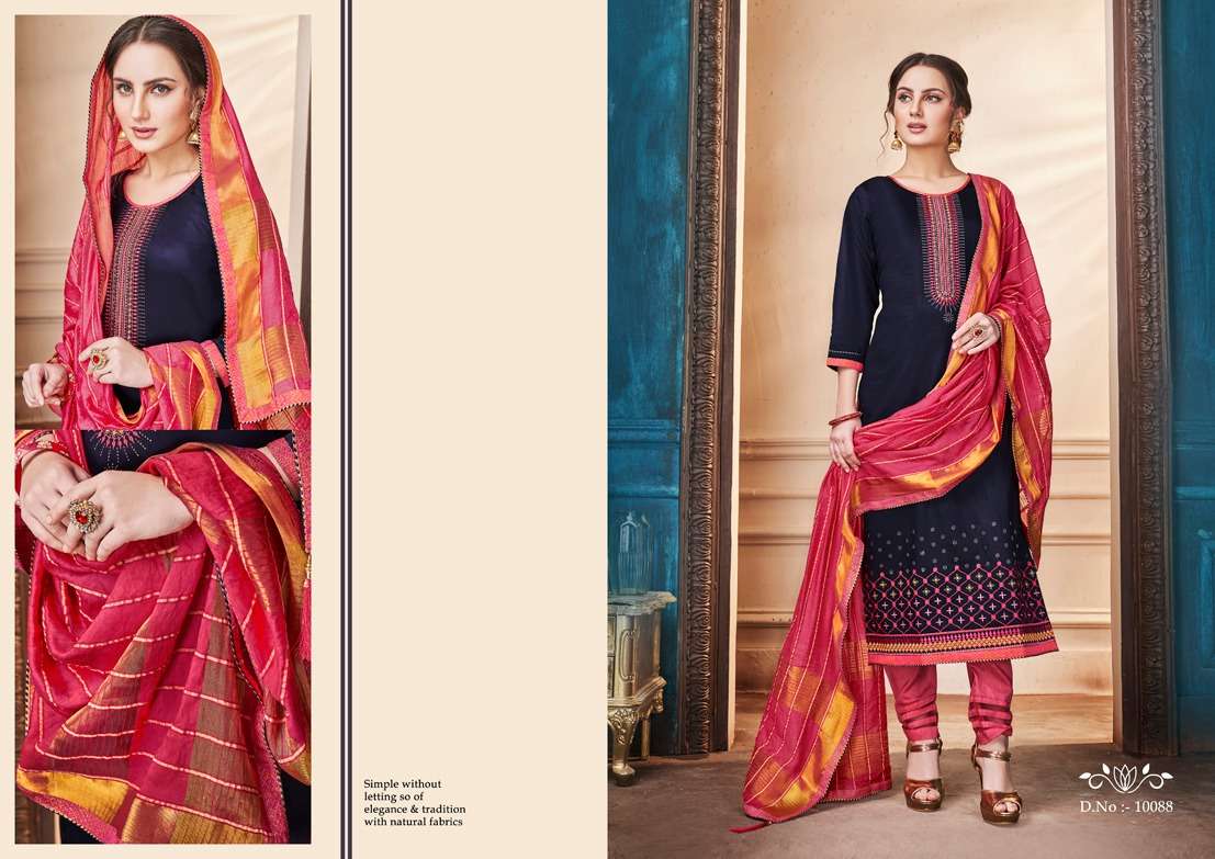 ZANZAR BY RAMAIYA 10081 TO 10088 SERIES DESIGNER FESTIVE COLLECTION SUITS BEAUTIFUL STYLISH FANCY COLORFUL PARTY WEAR & OCCASIONAL WEAR JAM SILK WITH EMBROIDERED DRESSES AT WHOLESALE PRICE