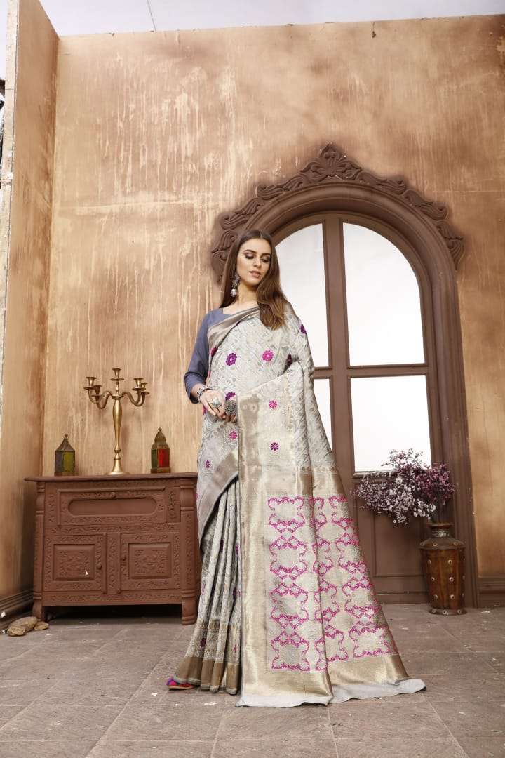 PAVITRA SILK BY RAJ YOG 01 TO 10 SERIES INDIAN TRADITIONAL WEAR COLLECTION BEAUTIFUL STYLISH FANCY COLORFUL PARTY WEAR & OCCASIONAL WEAR SOFT SILK WEAVING SAREES AT WHOLESALE PRICE